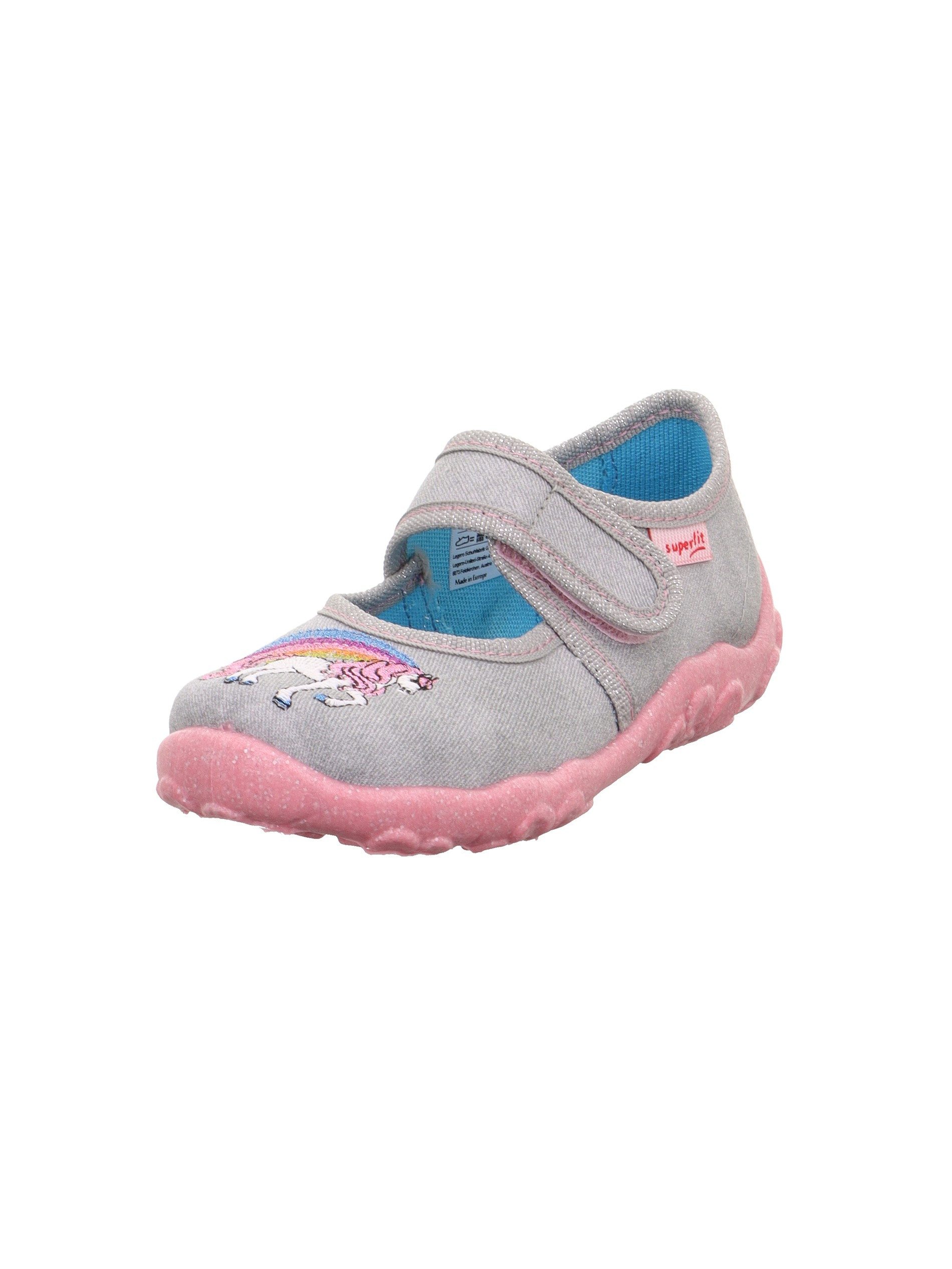 Superfit BONNY WMS: mittel Hausschuh Klettschuh mit Einhornmotiv, Größenschablone zum Download