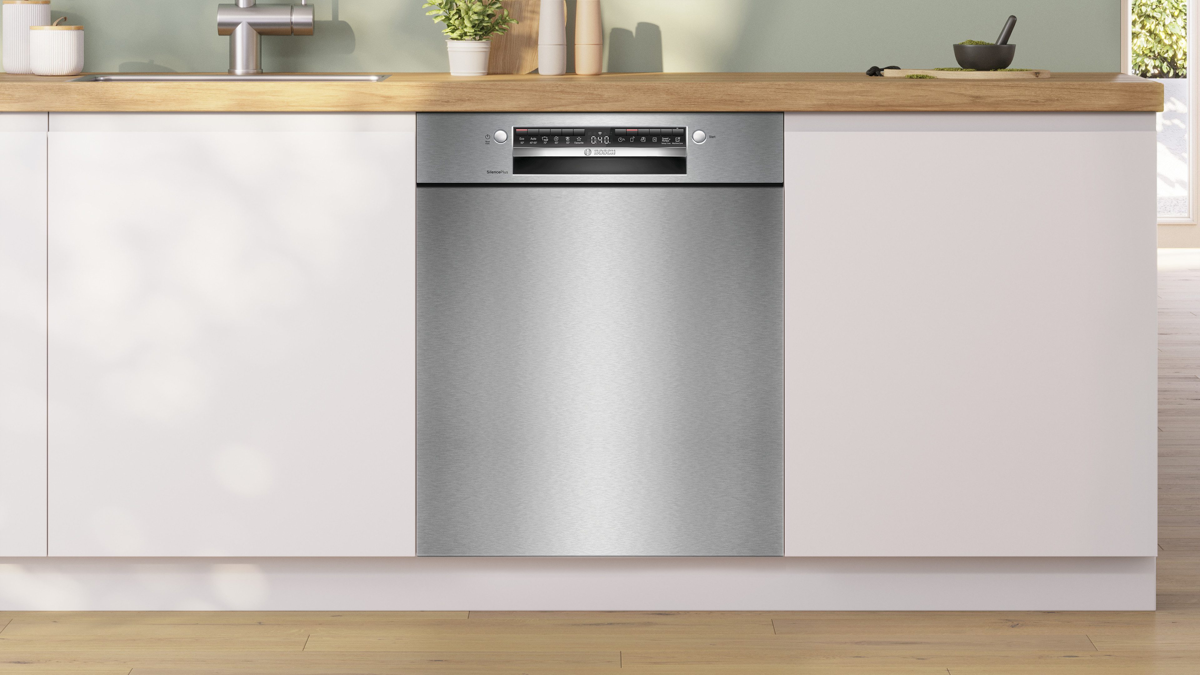 BOSCH Unterbaugeschirrspüler Serie 4 SMU4EVS08E, 14 Maßgedecke, Automatische Türöffnung für Effizienz, flexible Körbe &Schubladen