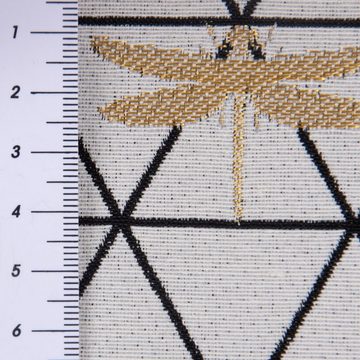 Vorhang SCHÖNER LEBEN. Vorhang Dreiecke weiß schwarz Libelle gold 245cm, SCHÖNER LEBEN., Smokband (1 St), blickdicht, handmade, made in Germany, vorgewaschen