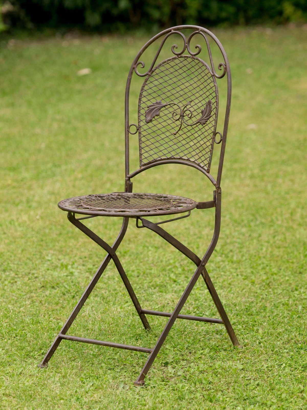 Gartenstuhl Gartenstuhl Stuhl antik Klappstuhl 9kg Stil je 2x braun Schmiedeeisen Aubaho