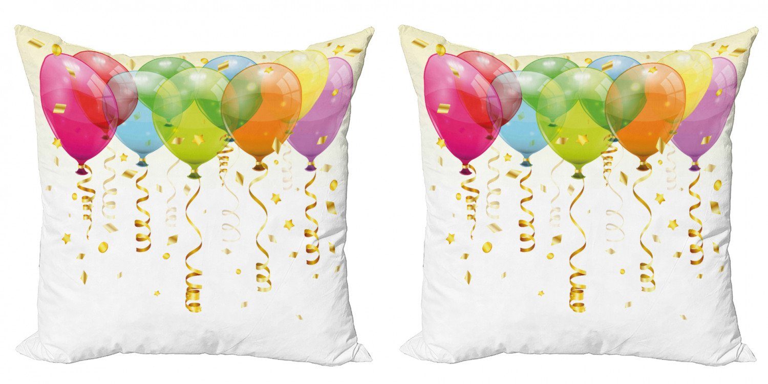 Doppelseitiger Kissenbezüge Stück), 3D (2 Accent Modern Balloons Digitaldruck, Party Regen Abakuhaus