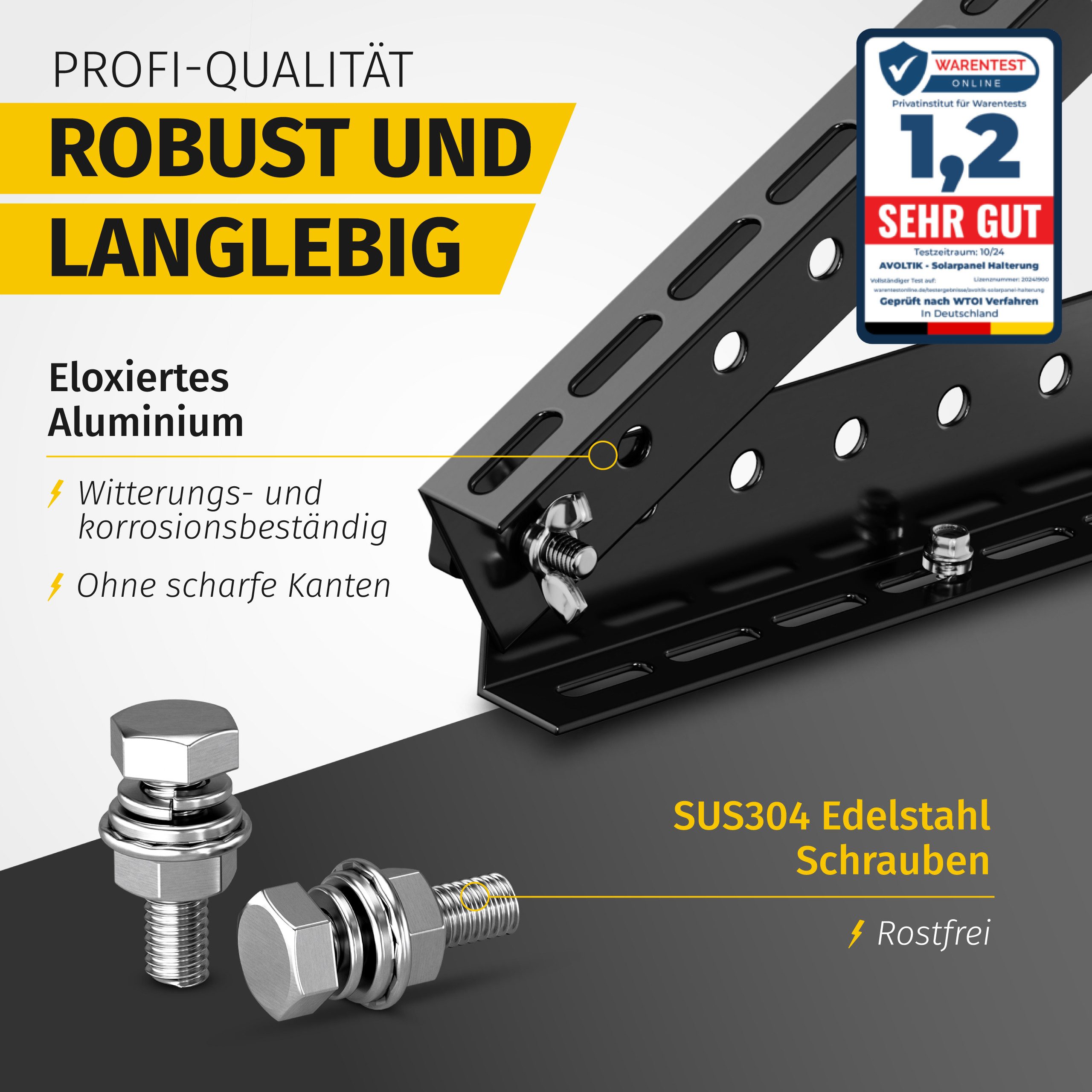 avoltik Solarmodul-Halterung Solarmodul Halterung für Flachdach Wand 0°-90° Alu Aufständerung, (Solarmodul Halterung für Flachdach Wand 0°-90° Alu Aufständerung – Bild 3 von 5