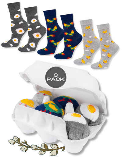 Soxo Socken Ostern Geschenke Für Männer und Frauen (Box, 3-Paar, Set) Damen ud Herren Socken Bunt 2 Größen