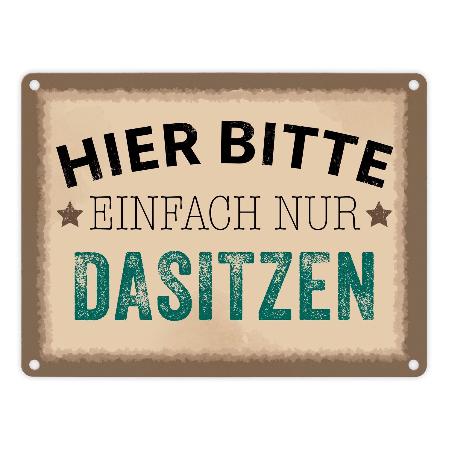 Metallschild Wartebereich Metallschild in 15x20 cm mit Spruch Hier bitte einfach