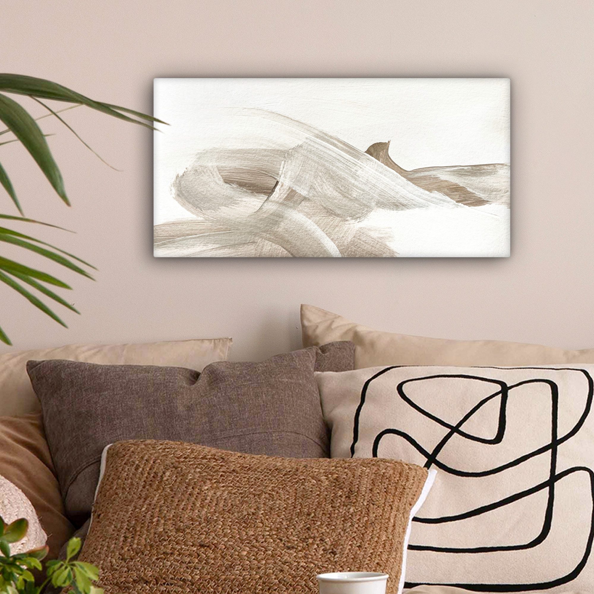 OneMillionCanvasses® Leinwandbild Panorama Abstrakt - Moderne Kunst - Beige günstig online kaufen
