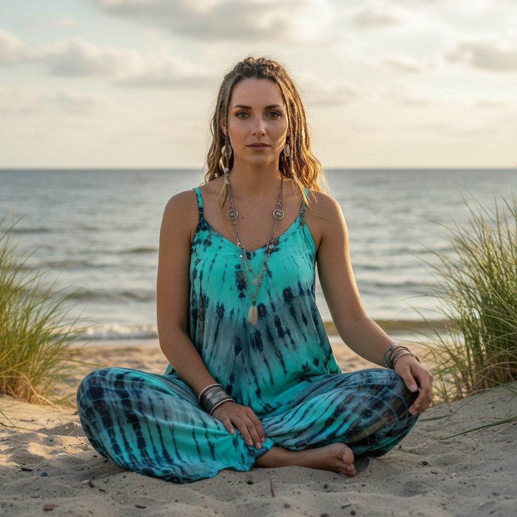 Guru-Shop Relaxhose Batik Jumpsuit, Sommer Overall, Hosenkleid -.. alternative Bekleidung