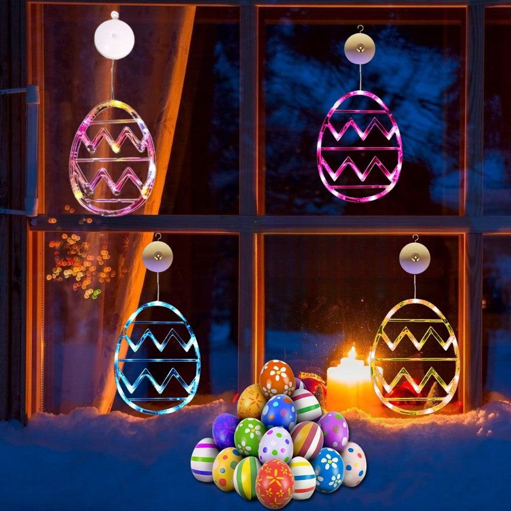 VIVIHEYDAY Beleuchtetes Fensterbild LED Fenster Licht Ostern Deko Lichterkette, Ostereier zum Aufhängen Lichterkette, Osterdeko Für Innen
