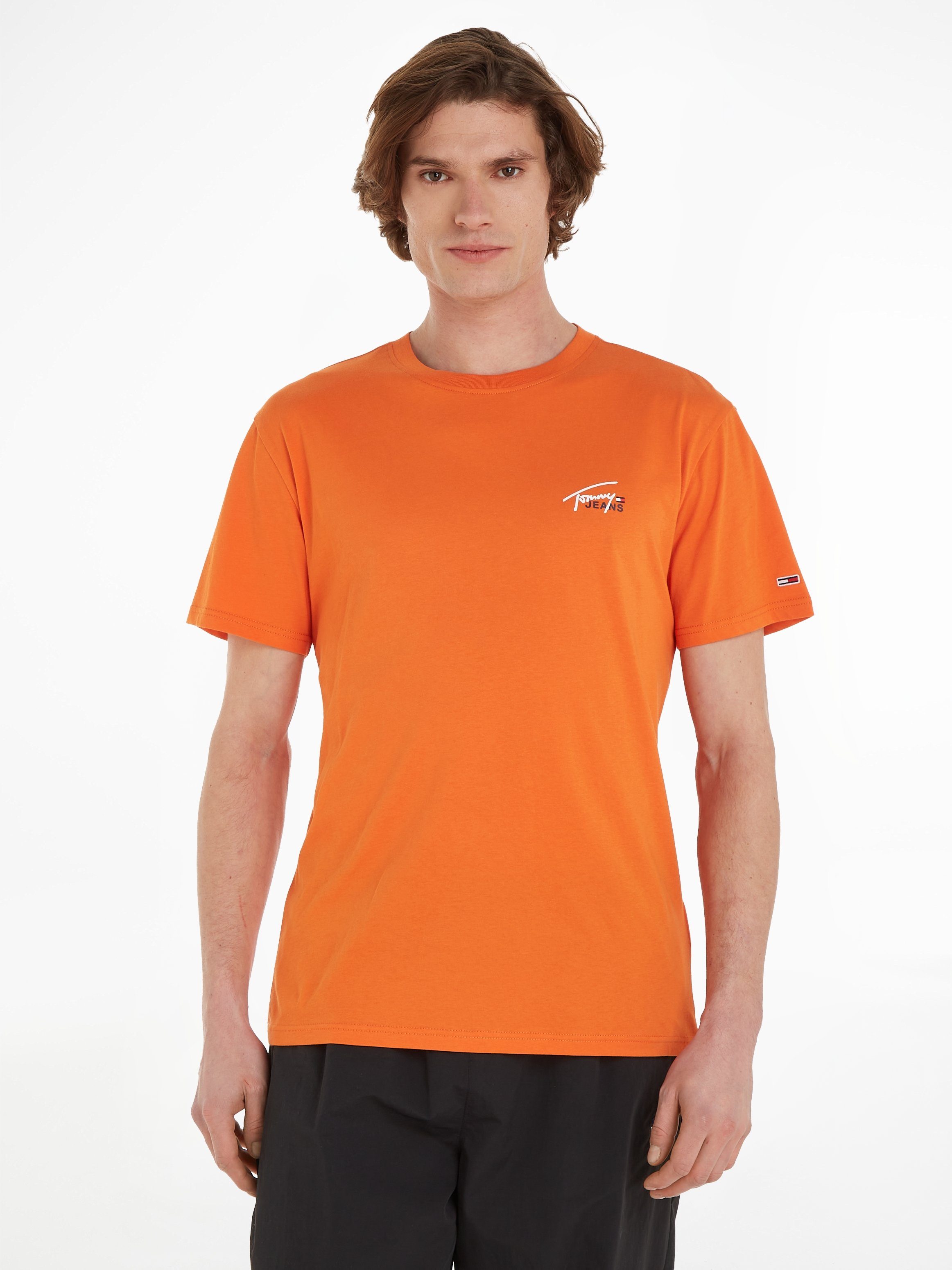 Tommy Jeans T-Shirt TJM CLSC SMALL FLAG TEE Bonfire Orange