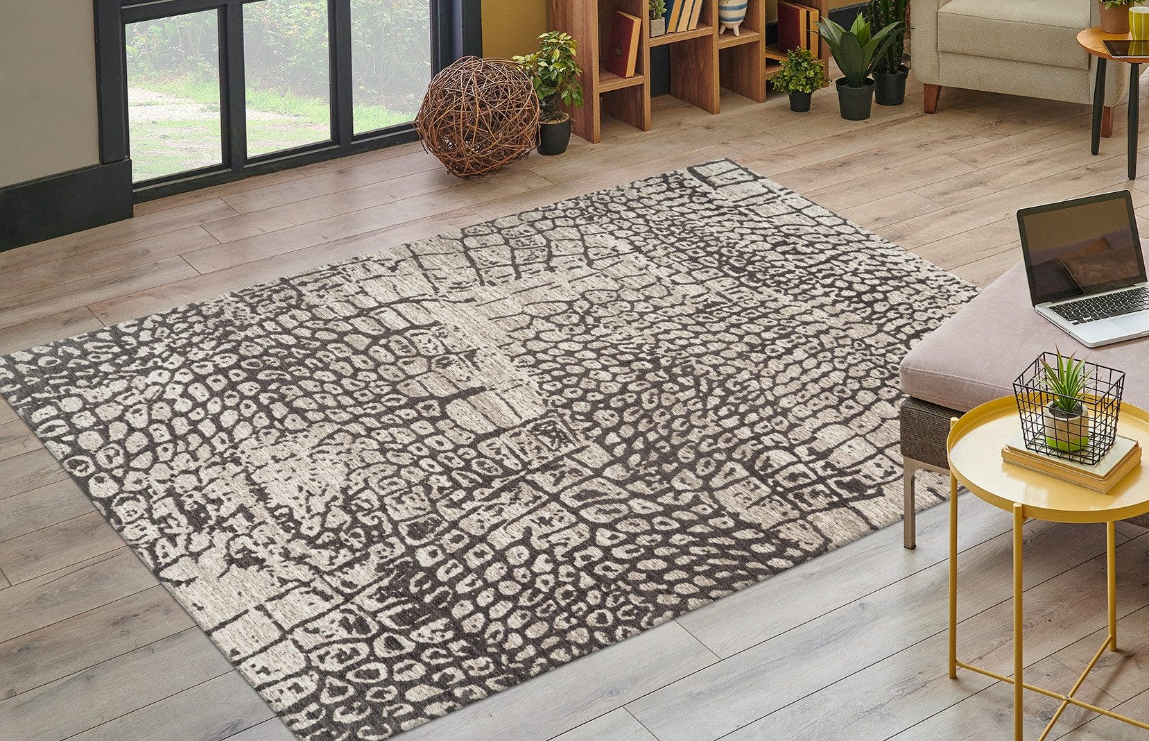 Kayoom Teppich Davis 325, rechteckig, Höhe: 12 mm, edles Design, pflegeleicht, neutrale Farben