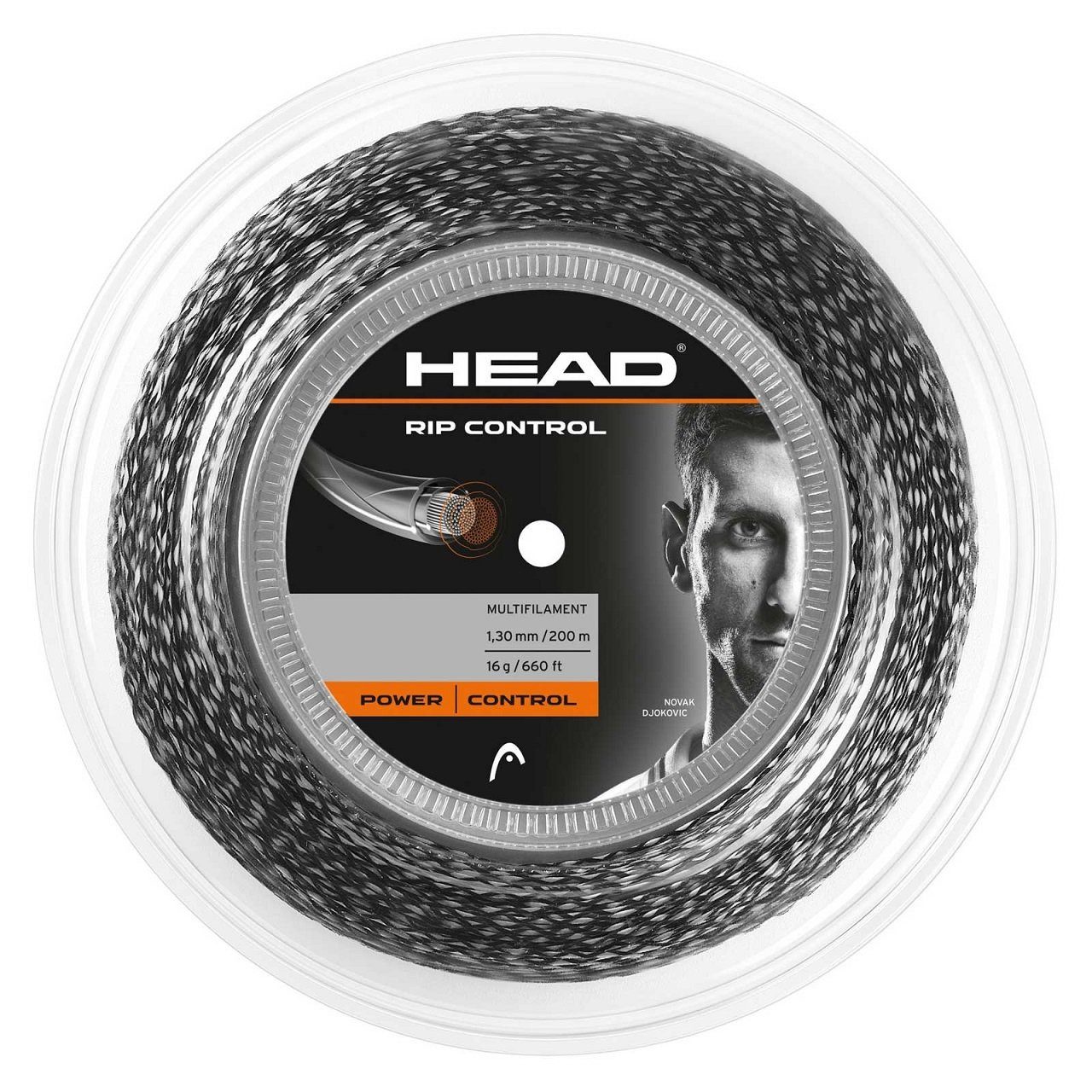 Tennissaite Rip Control (Kontrolle+Armschonung) schwarz/weiss 200m Rolle