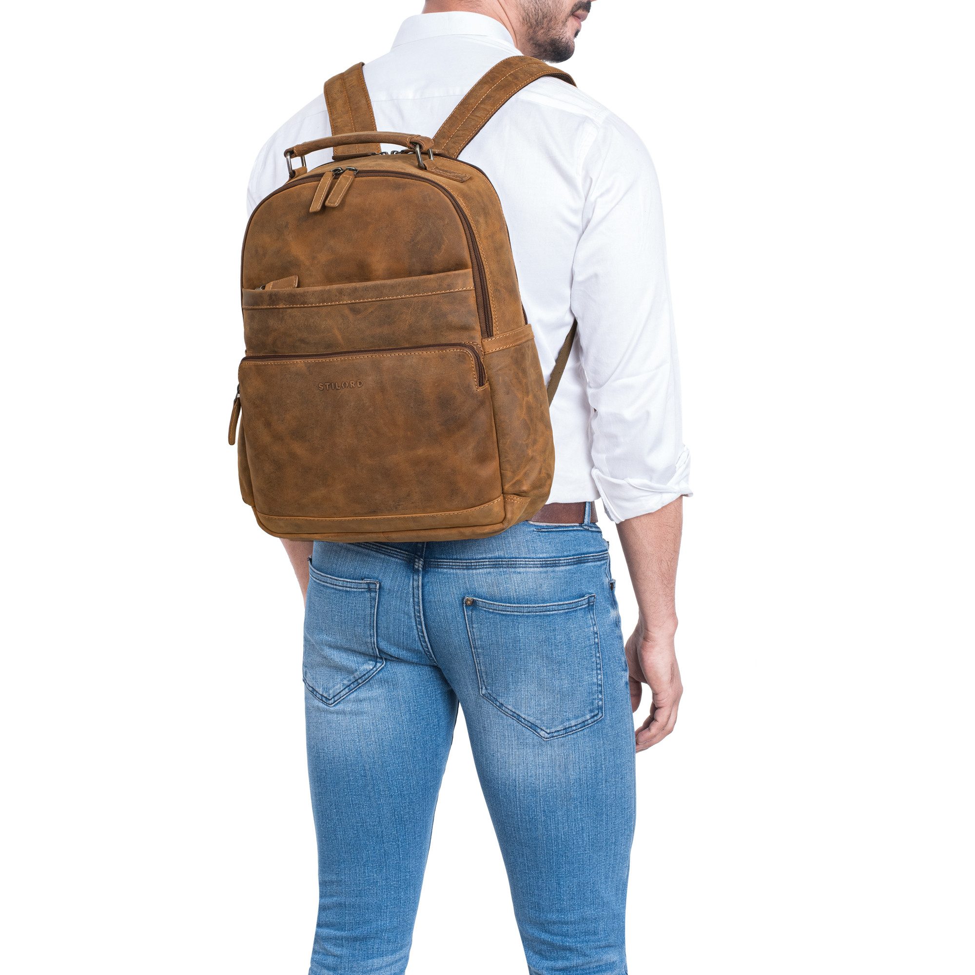 STILORD Notebookrucksack "Valens" Businessrucksack Herren Leder günstig online kaufen
