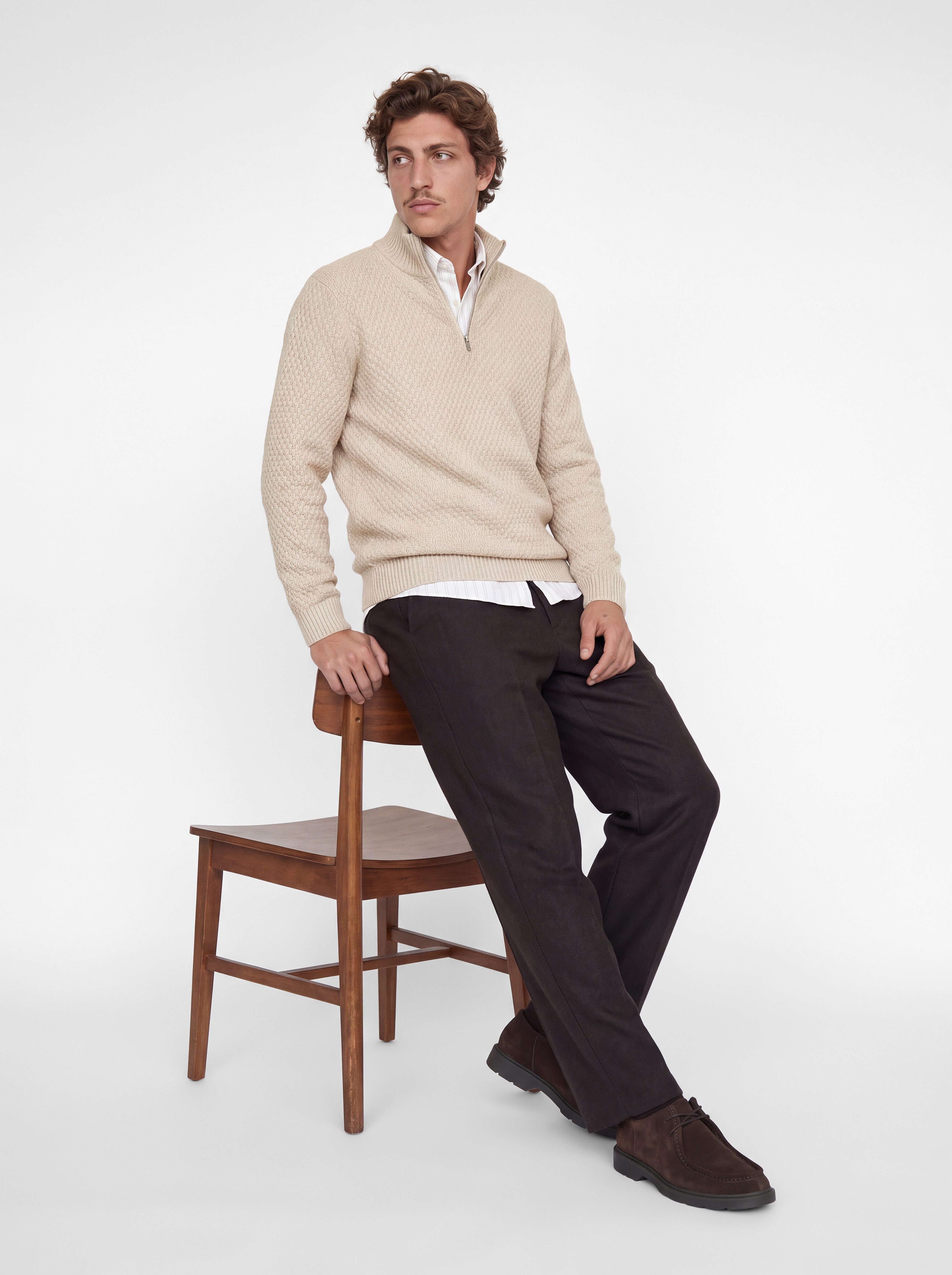Jack & Jones Troyer JJBLAKE KNIT HALF ZIP Materialmix, locker geschnitten – Bild 5 von 5