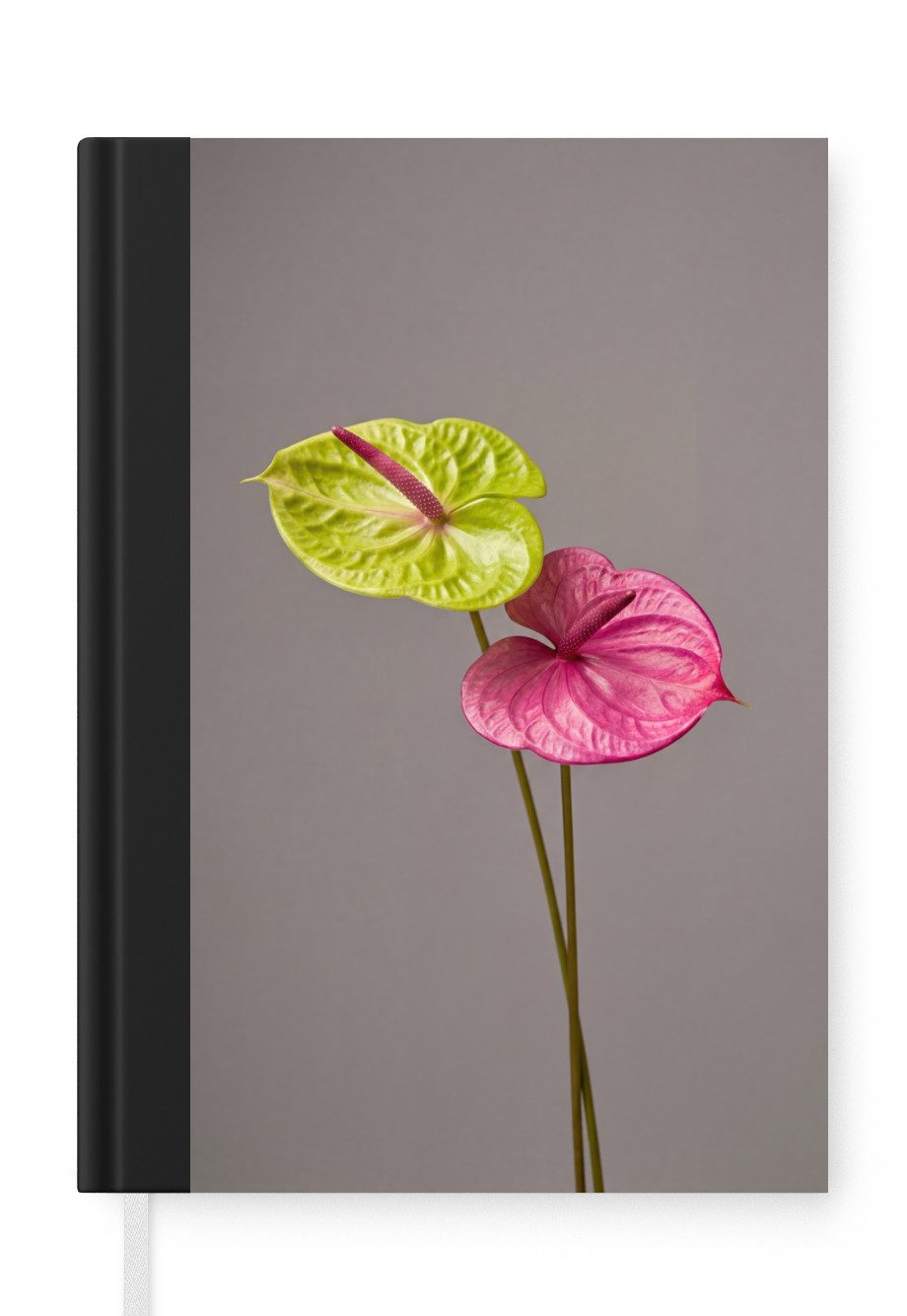 MuchoWow Notizbuch Pflanzen - Anthurium - Grün - Rosa, Notebook, Notizblock a5, Tagebuch, Journal Liniert