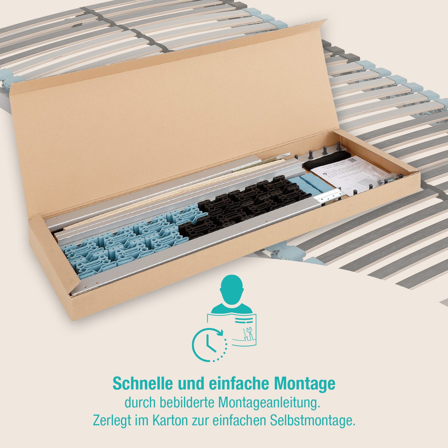 Lattenrost Royal Duo NV, Beco, zerlegt, nicht verstellbar, Made in Germany, schutzummantelt