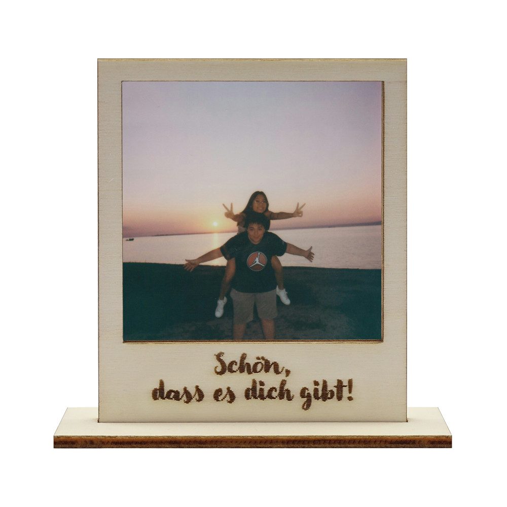 WANDStyle Bilderrahmen für Polaroid, aus Holz mit Gravur "Schön, dass es dich gibt!"