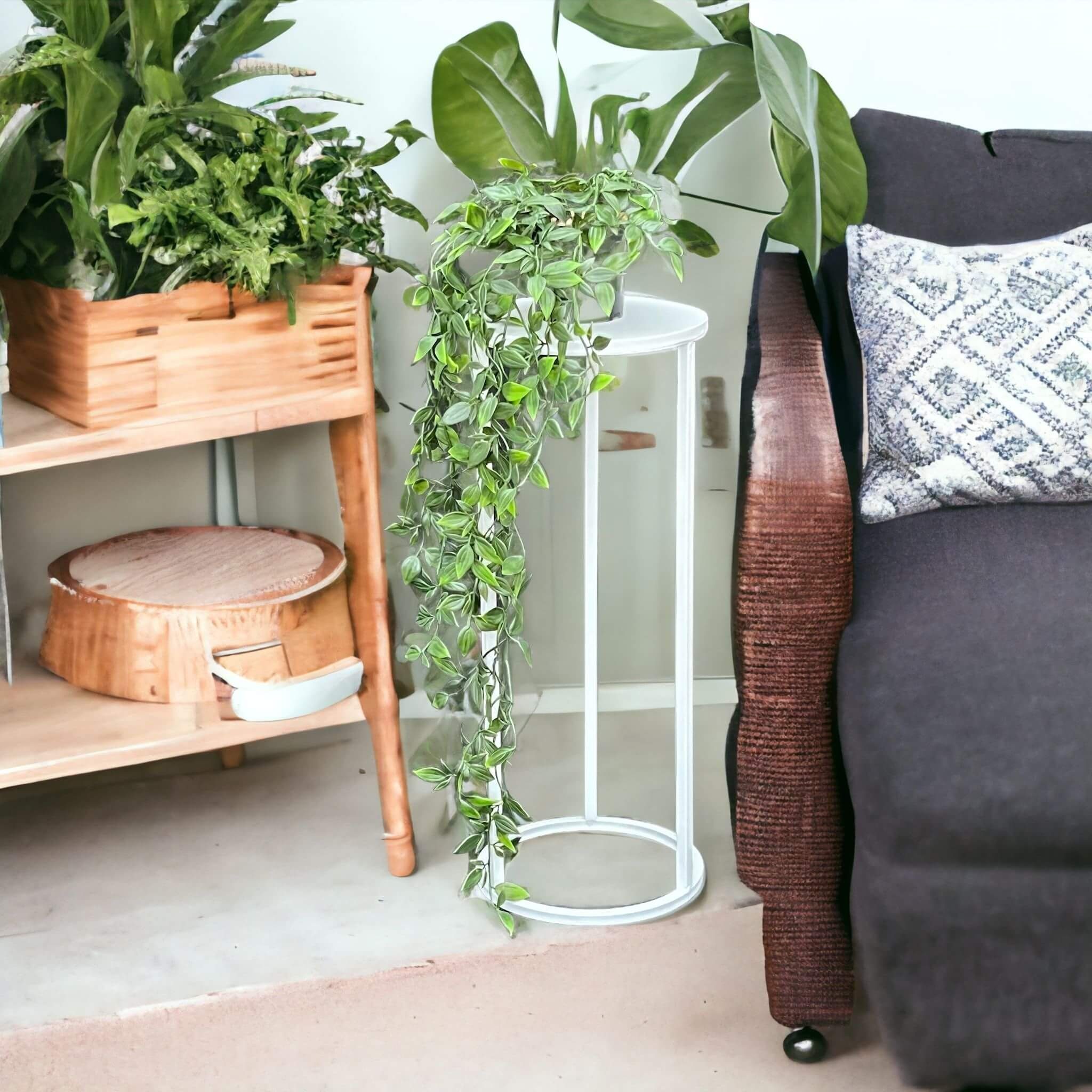 DanDiBo Blumenhocker Metall Weiß Rund 50-70 cm Blumenständer 96483