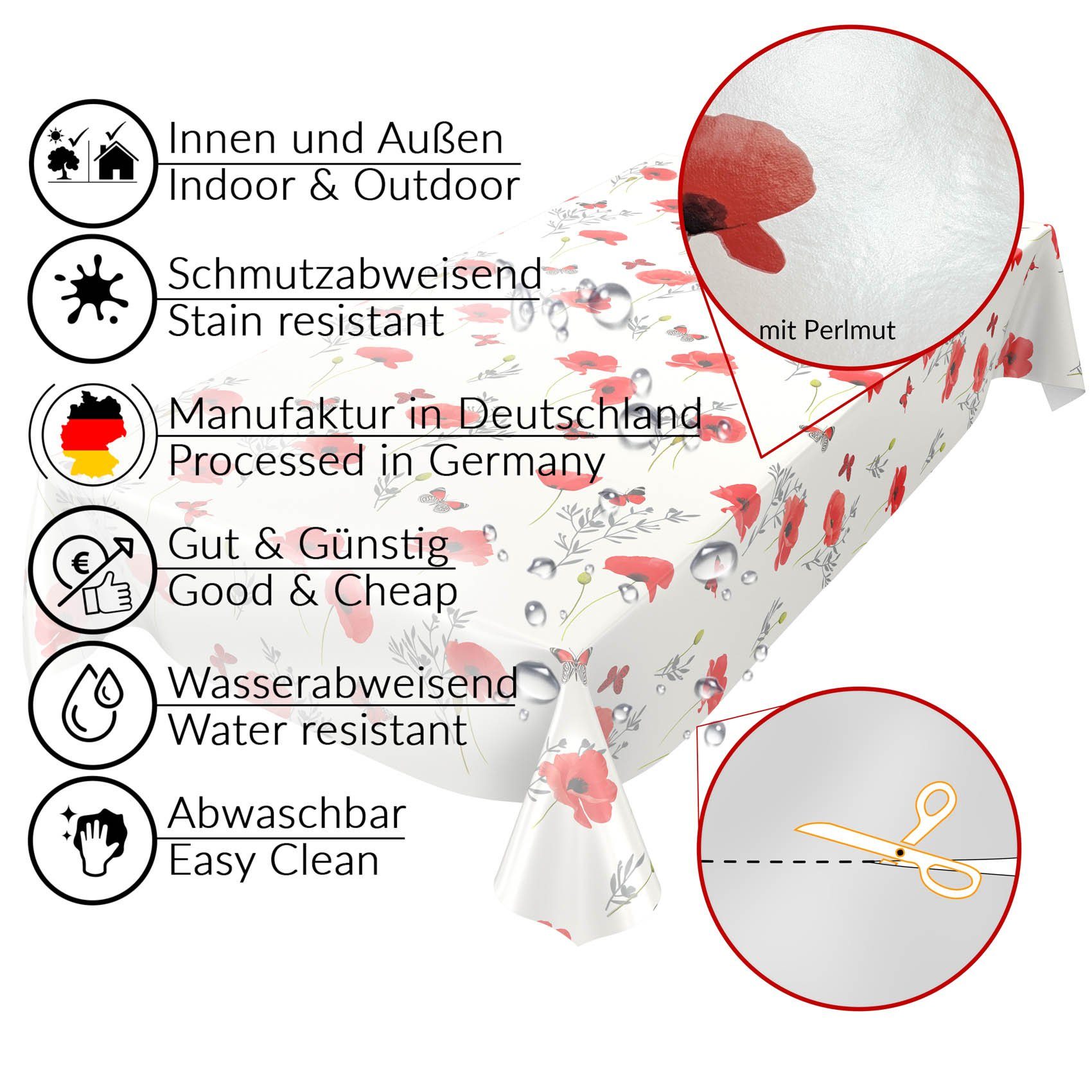 ANRO Tischdecke Wachstuchtischdecke Gartentischdecke Wachstischdecke (1-tlg günstig online kaufen