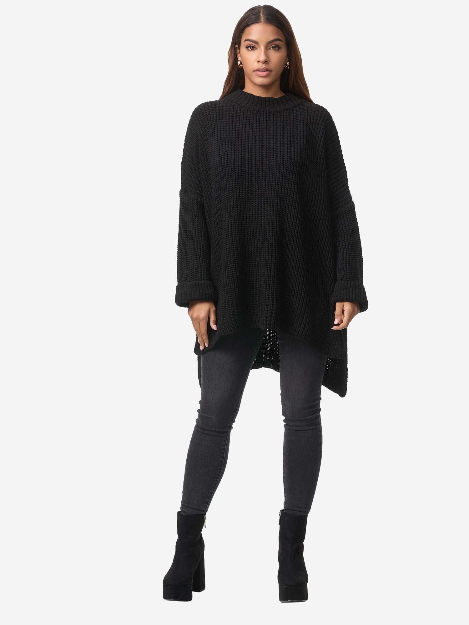 Elara Strickpullover Damen Oversize Strickpullover One Size mit lockerem Schnitt
