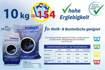 Hypafol Waschtisch Power Universal Waschmittel, Waschpulver für Weiß- und Buntwäsche, Vollwaschmittel in der Großpackung, Variante 10-20 kg
