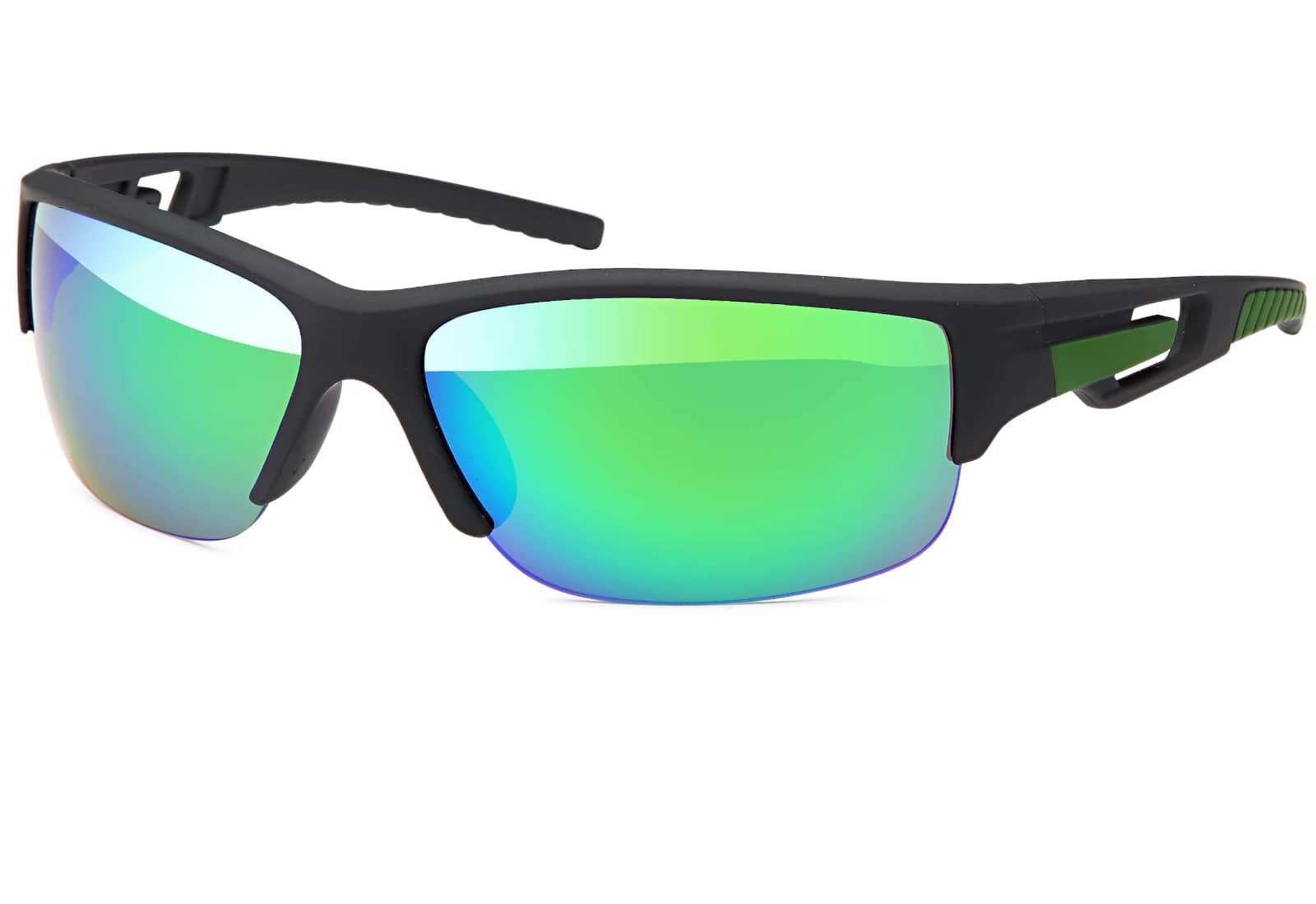 BEZLIT Eyewear (1-St) schwarzen Biker Sportliche Brille Radler Grün Sonnenbrille mit Sport Linsen Sonnenbrille