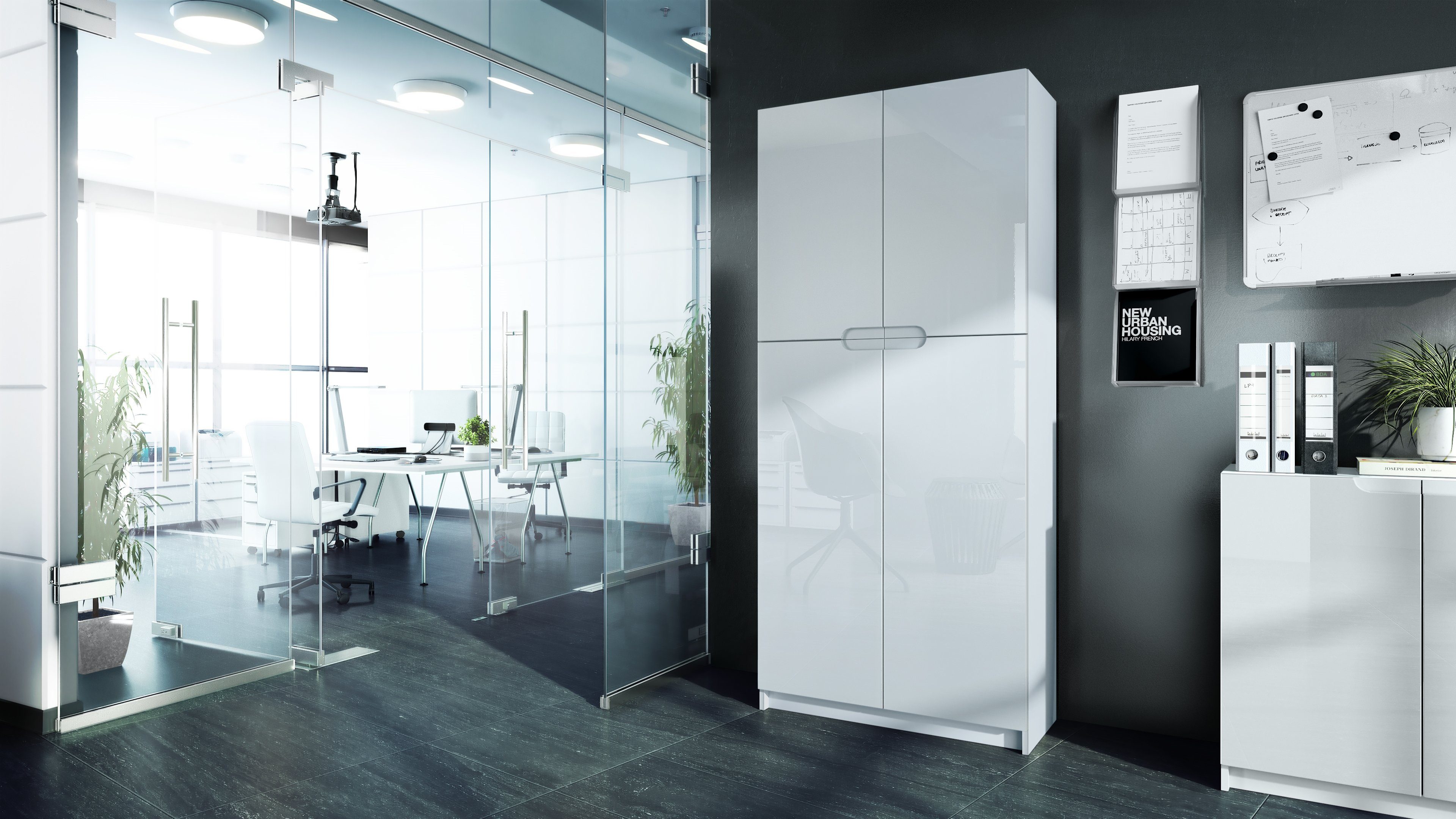 Vladon Aktenschrank Logan (Aktenschrank, mit 5 Fächern und 4 Türen) Weiß ma günstig online kaufen