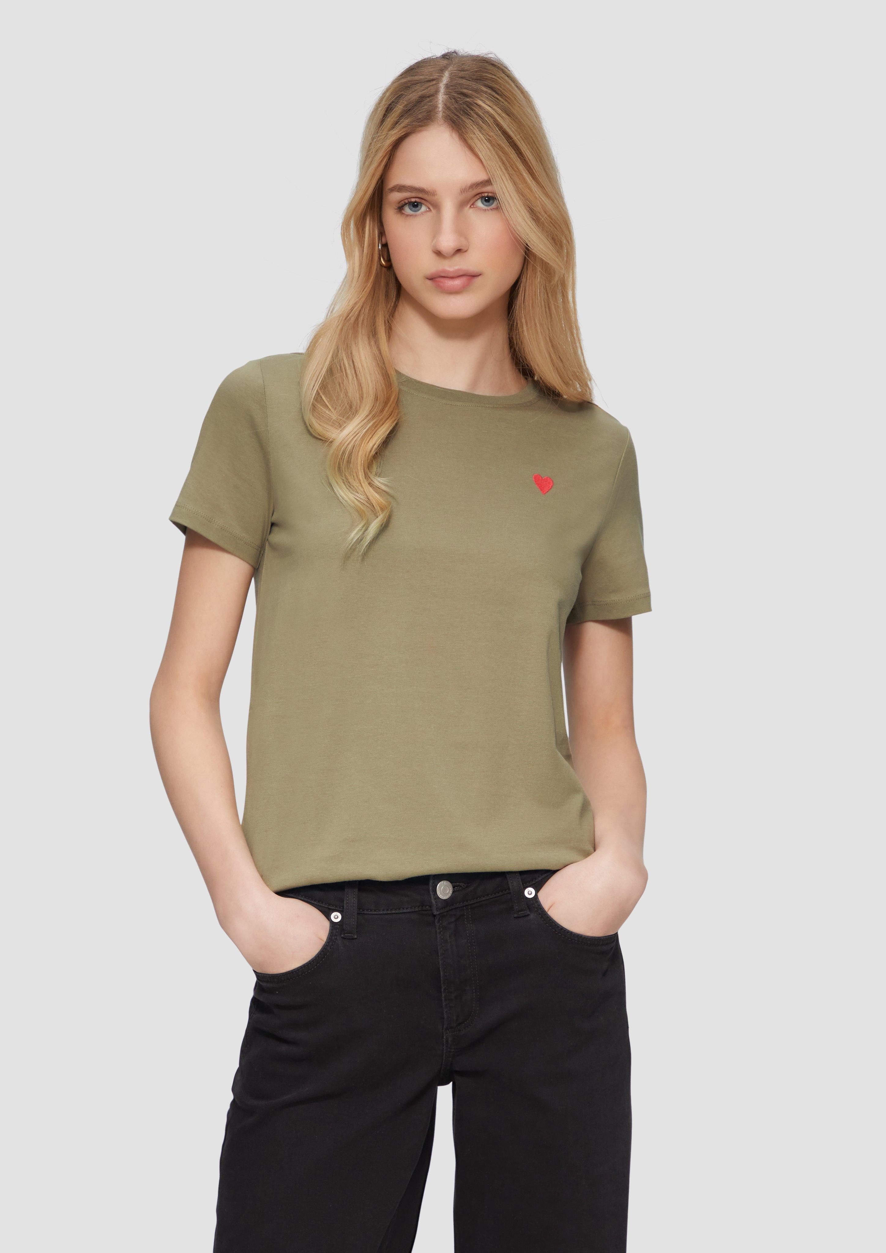 QS Kurzarmshirt Jerseyshirt mit Herz-Stickerei Stickerei günstig online kaufen