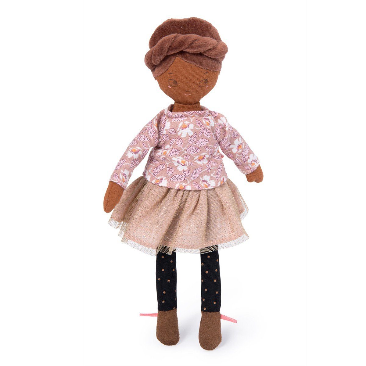 Moulin Roty Stoffpuppe Puppe Mademoiselle Rose 26cm im Tüllrock, Blumenbluse und Leggings