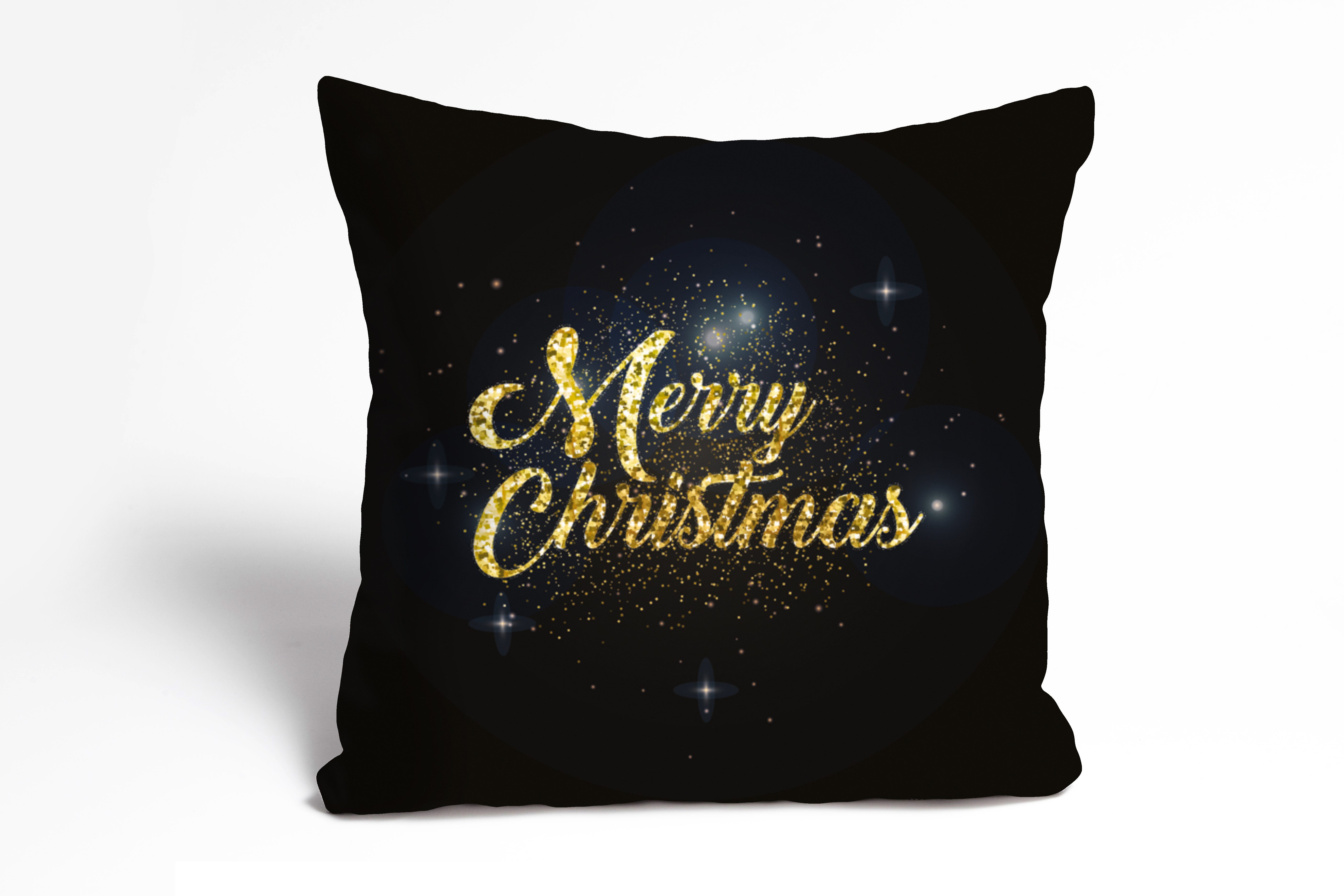 queence Dekokissen Sternenhimmel, Kissenhülle,Merry Christmas,Schwarz,Weihnachtsmotiv,Festlich