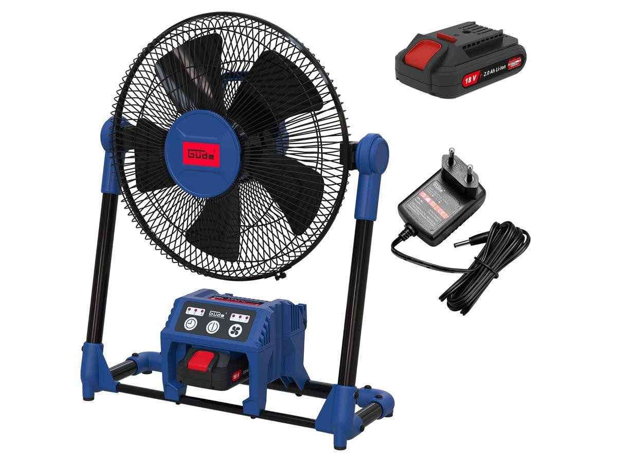 Güde Akku-Ventilator V 18-201-05, Akku- oder 230V Netzbetrieb - 2m Kabel - 2,0 Ah Akku