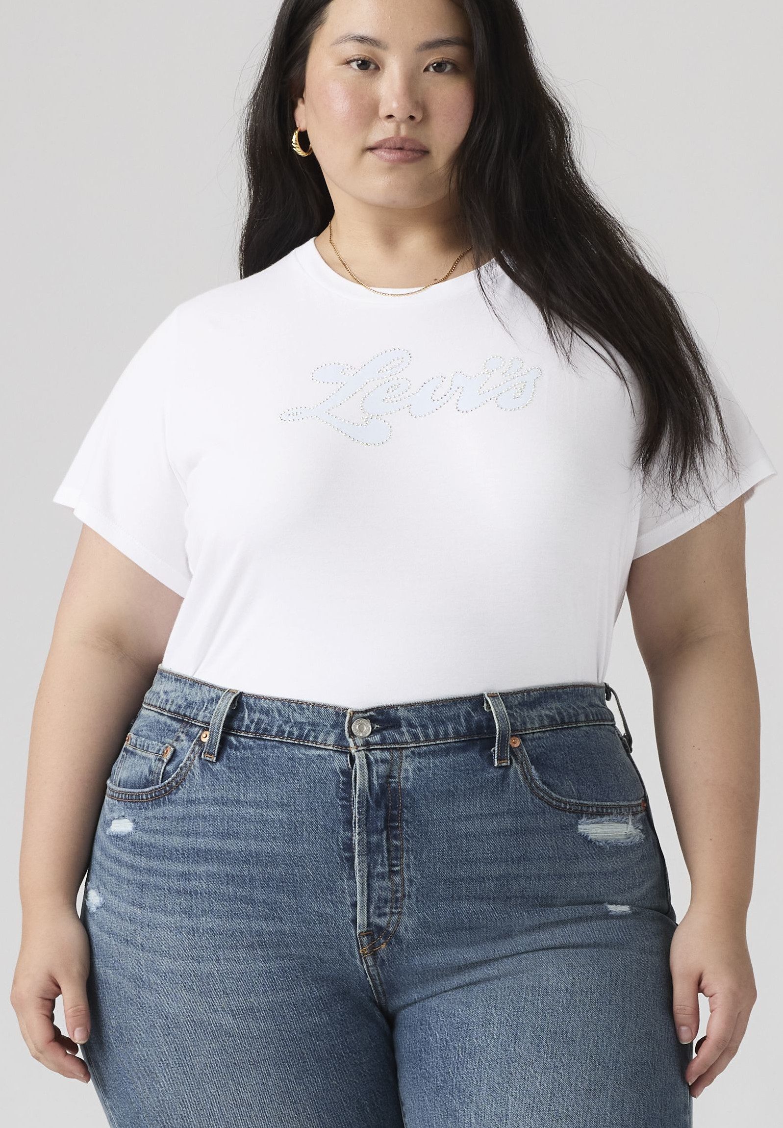 Levi's® Plus T-Shirt PL PERFECT TEE Applikation mit Glitzersteinen