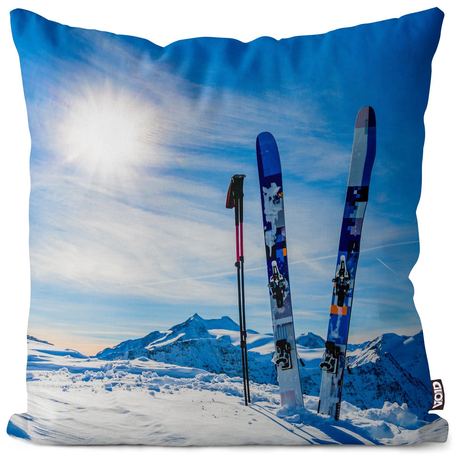 Ski Berge Österreich Reise Skier Winter VOID Sofa-Kissen Skifahren Winter Schnee Sport Stück), Urlaub Kissenbezug, Bergsteigen (1 Alpen