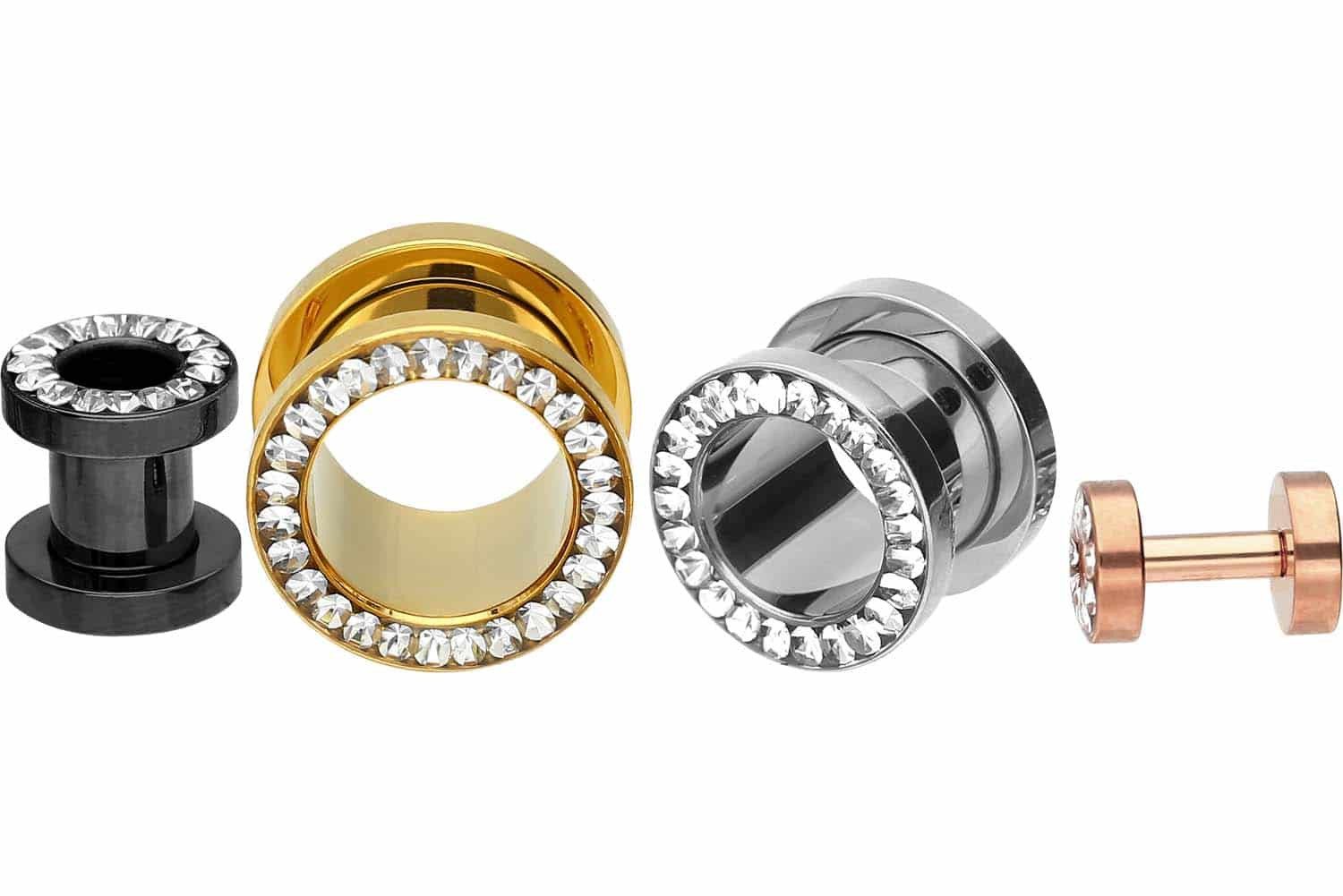 PIERCINGLINE Plug Chirurgenstahl Tunnel KRISTALLRAND EPOXY (Tunnels, 1-tlg)