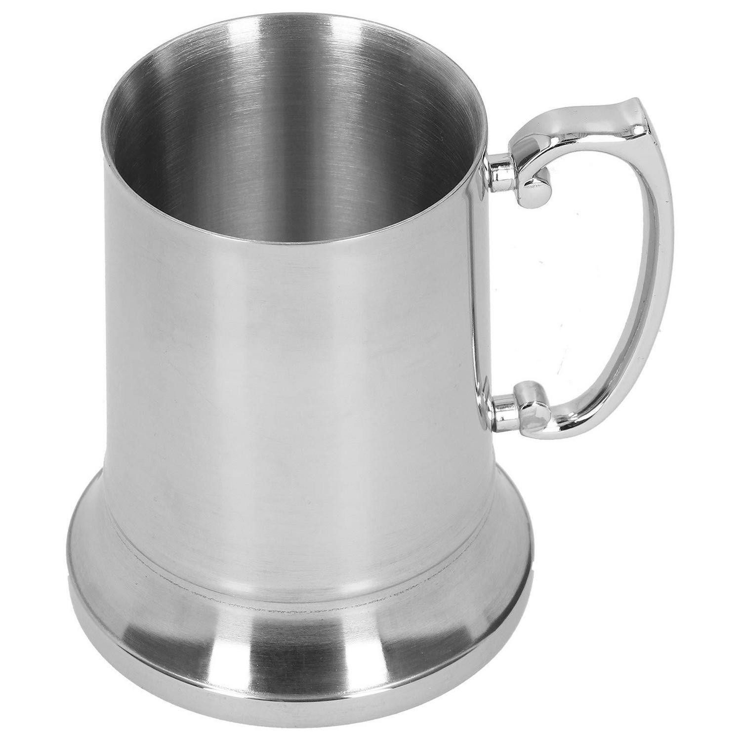 LuxusKollektion Bierkrug Edelstahl Bierkrug 450ml Vakuum Isoliert Spiegel Finish, Metall
