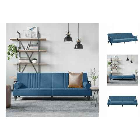 vidaXL Sofa Schlafsofa mit Armlehnen Blau Samt Schlafcouch Couch Sofa