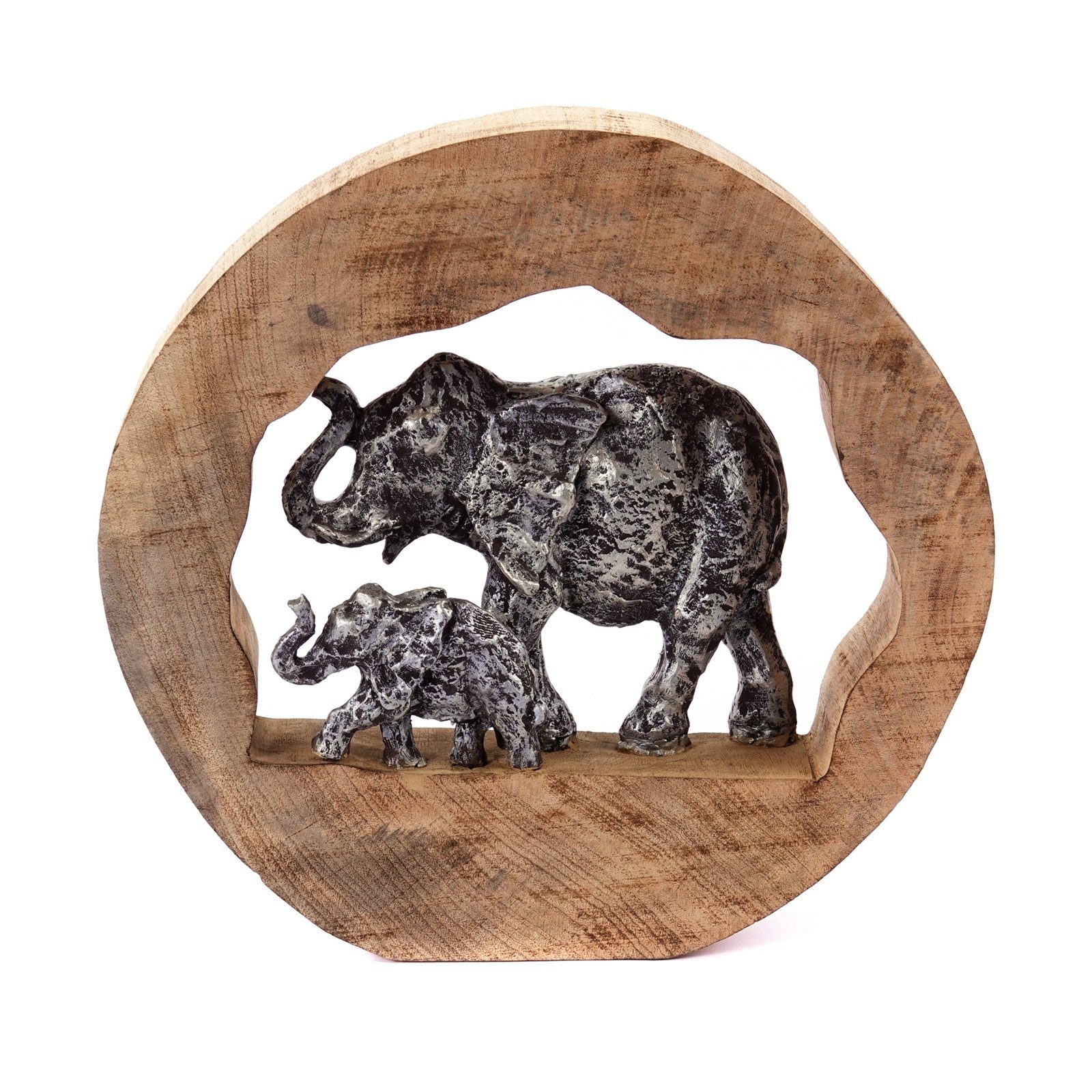 CREEDWOOD Skulptur SKULPTUR "LOG ELEPHANTS", 37cm, Mangoholz, Elefanten Deko Aufsteller