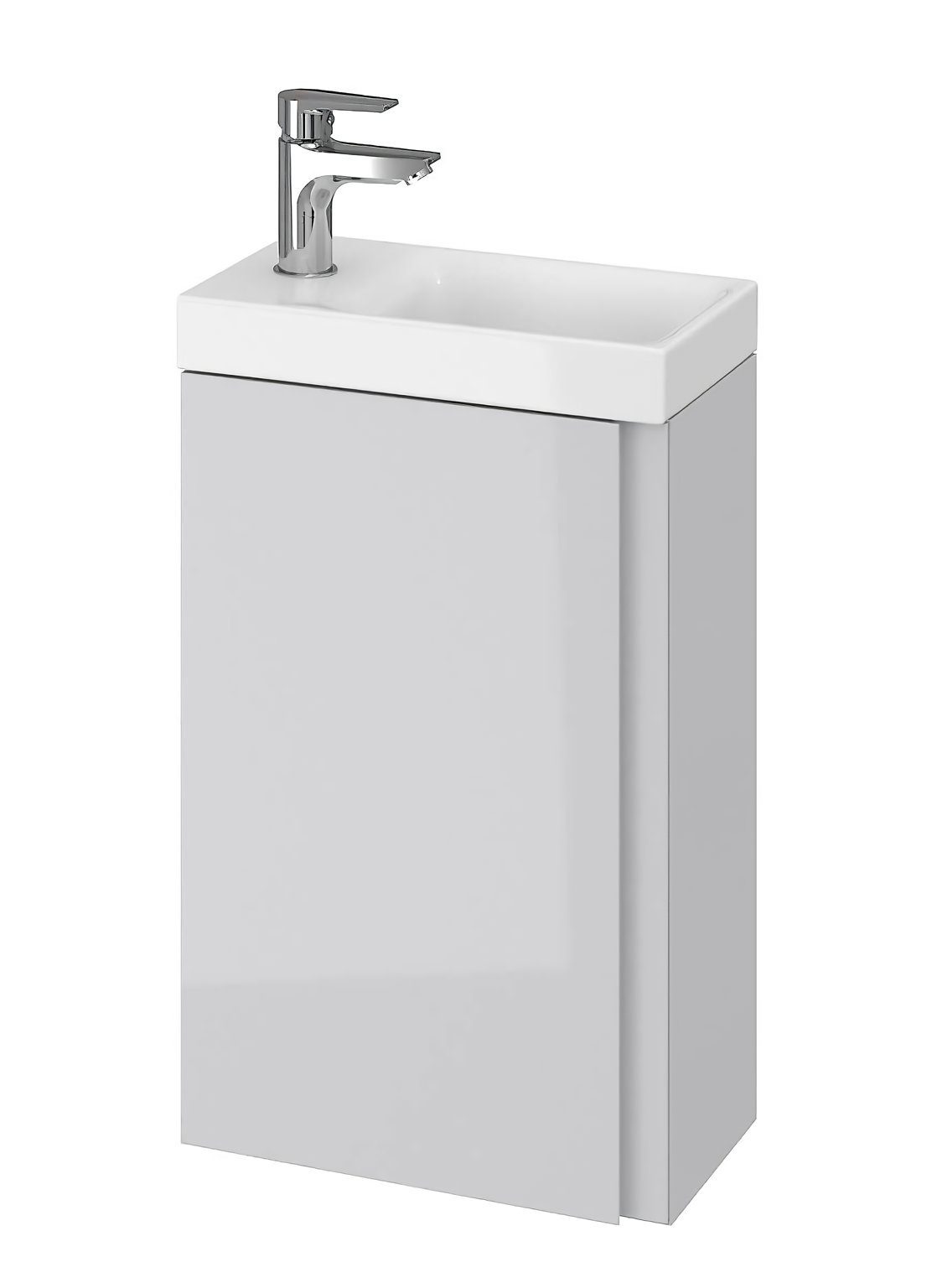 KOLMAN Waschbeckenunterschrank Badmöbel Set MODUO 40 Badezimmerschrank (160x40x34) mit Türen & Keramikwaschbecken Grau
