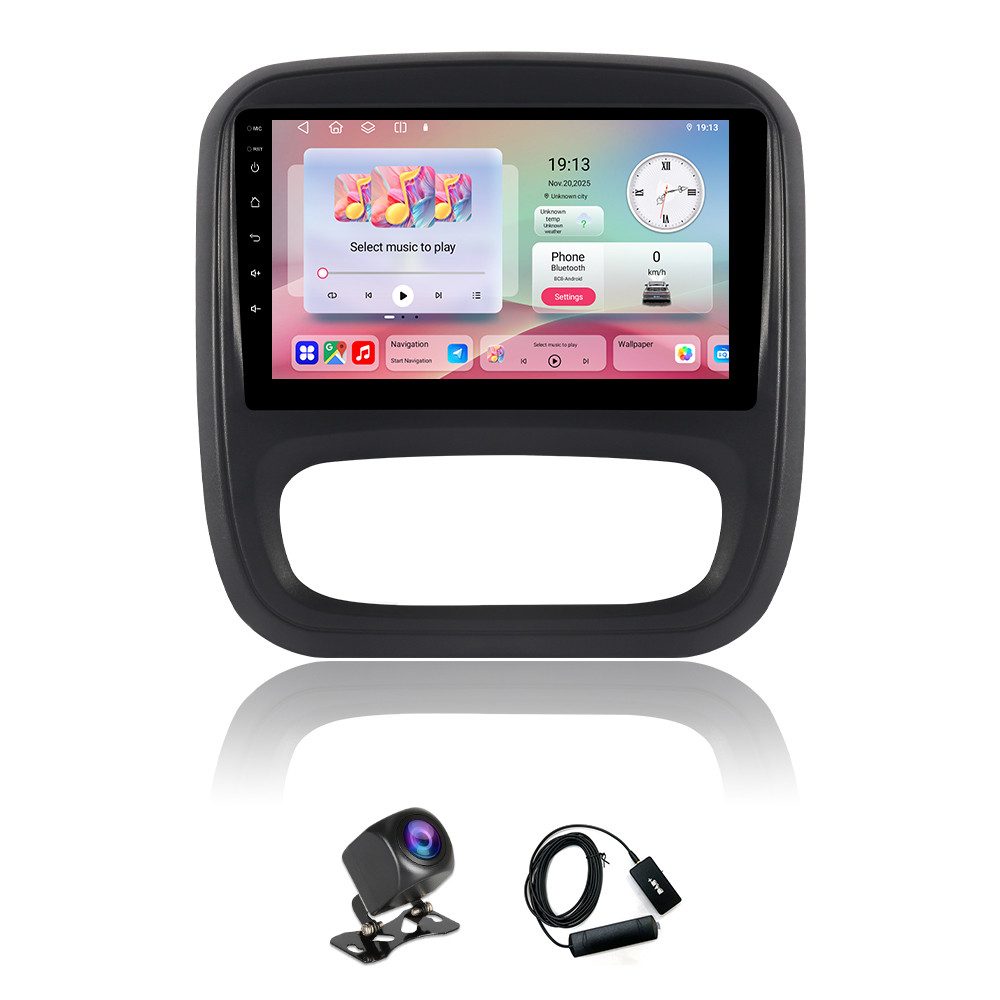 A-Sure CarPlay GPS Für Opel Vivaro B 2014–2019/Nissan NV300/Renault Trafic Autoradio (Digitalradio (DAB), FM, Carplay Android Auto Bluetooth EQ USB GPS Navi WIFI Touchscreen)