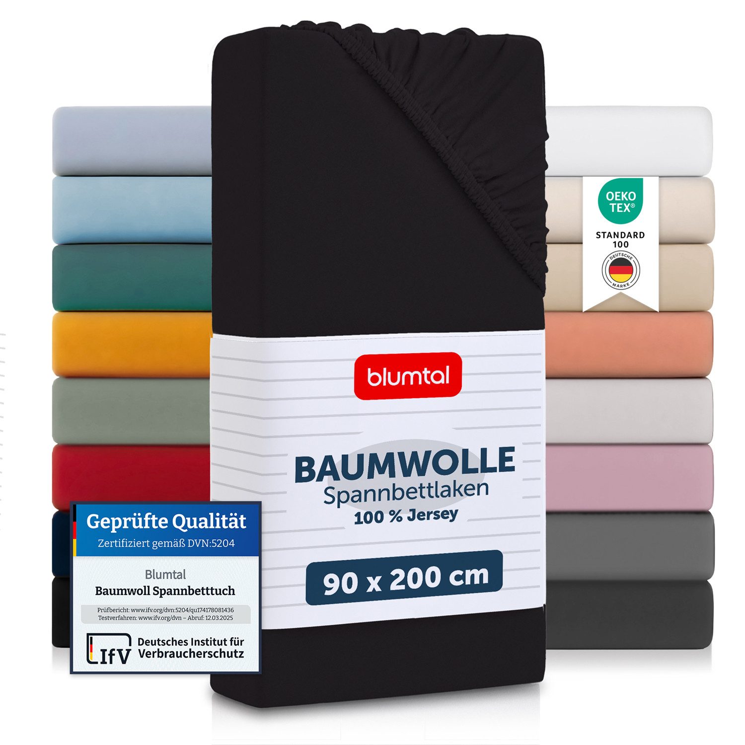 Blumtal Spannbettlaken Blumtal Basics 100% Baumwolle - Jersey, Baumwolle, Gummizug: Rundum, (2 Stück), Jersey Bettlaken - atmungsaktiv, strapazierfähig und faltenfrei