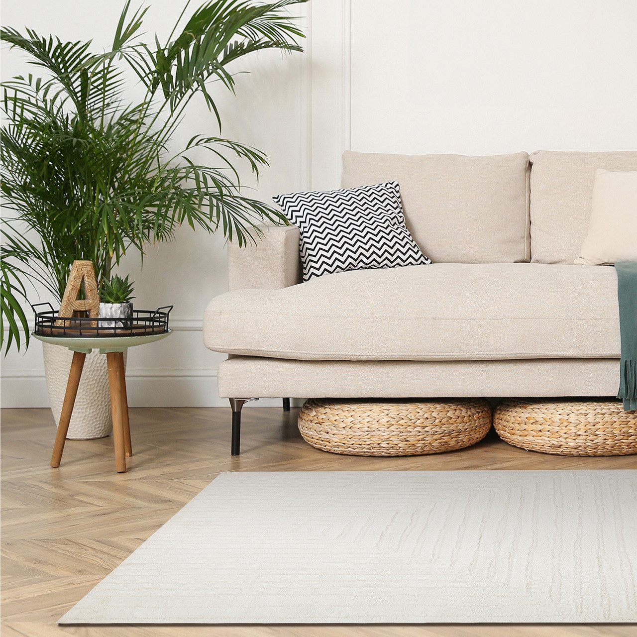 ArtUniverse Teppich ArtUniverse Kurzflor Teppich Amalfi Pearl 80 x 150 cm, Rechteckig, Höhe: 1,8 mm
