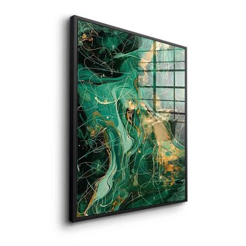 DOTCOMCANVAS® Acrylglasbild Green Energy - Acrylglas, Acrylglasbild Abstrakte Kunst moderne Kunst hochkant gold grün