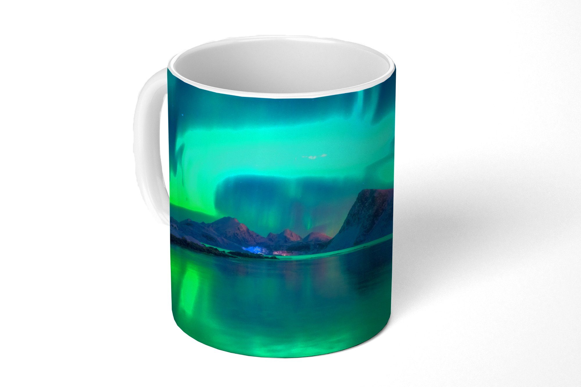 Norwegen, - MuchoWow - Kaffeetassen, Nordlichter Geschenk Teetasse, Tasse Keramik, Berge Teetasse, Becher,