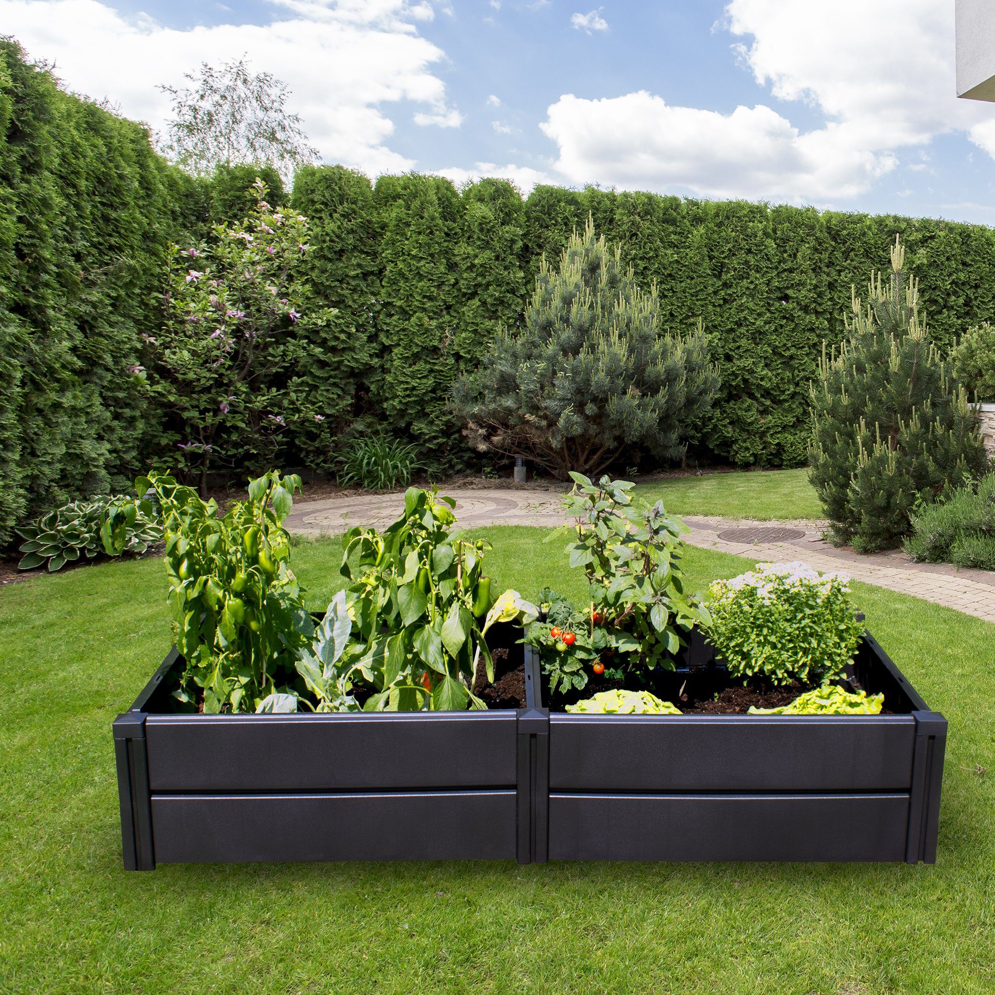 NYVI Hochbeet Hochbeet NYVIGreen Gartenbeet aus wetterfestem & recyceltem Kunststoff (1 St), Pflanzenbeet - Pflegeleicht, Steckmontage ohne Werkzeug – Blumenbeet