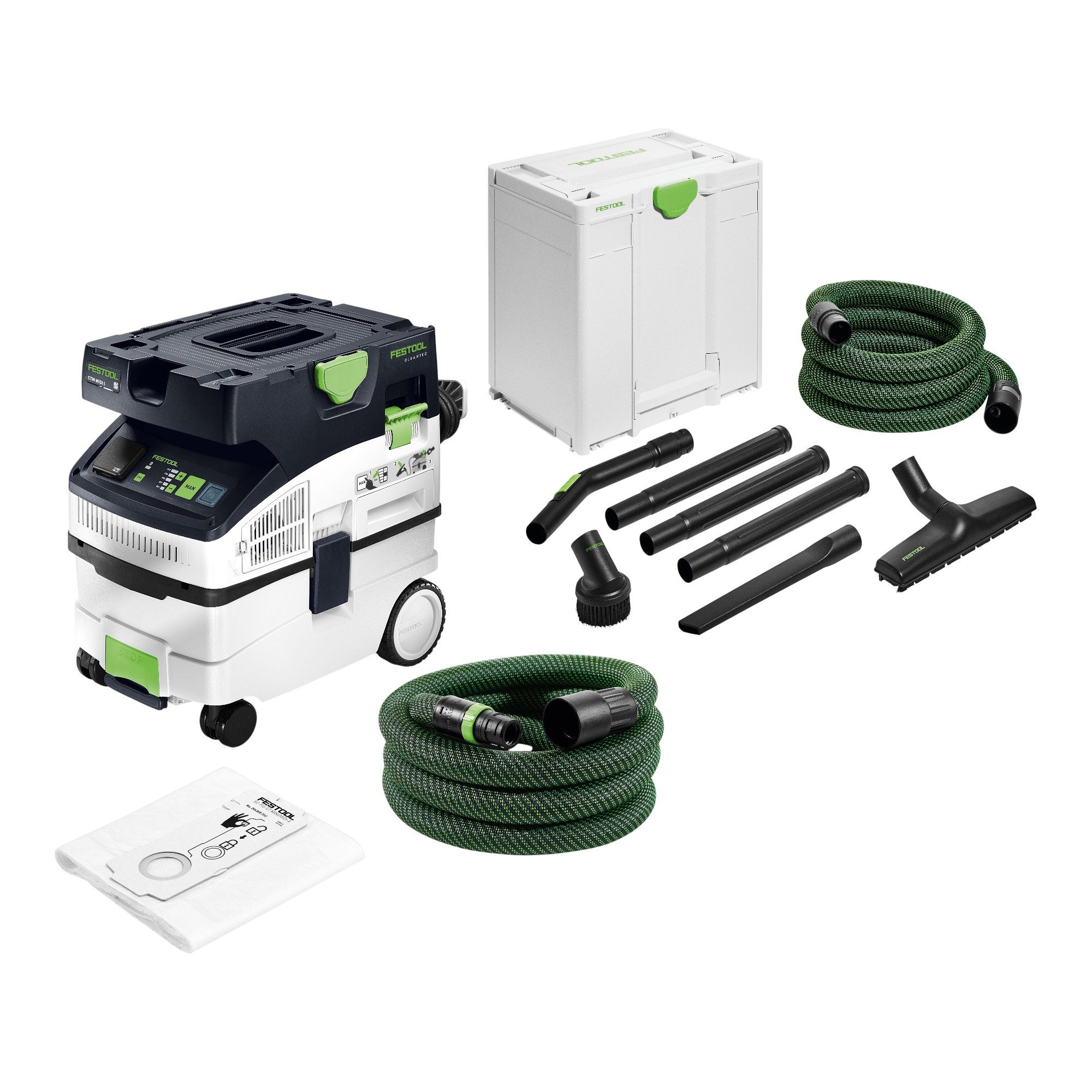 FESTOOL Staubabsauger CTM MIDI I CLEANTEC Absaugmobil 1200 W 15 l + Handwerker Reinigungsset