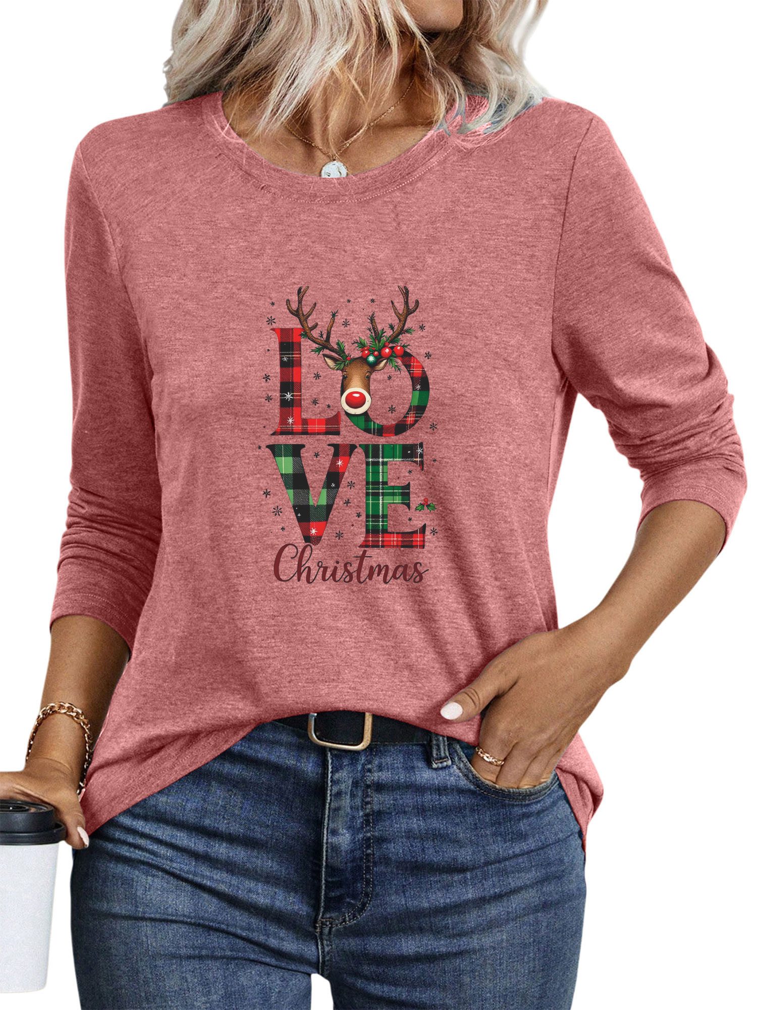 PYLIKE Longsleeve Shirts Damen festlich Weihnachten Ausgefallene bequemes L günstig online kaufen