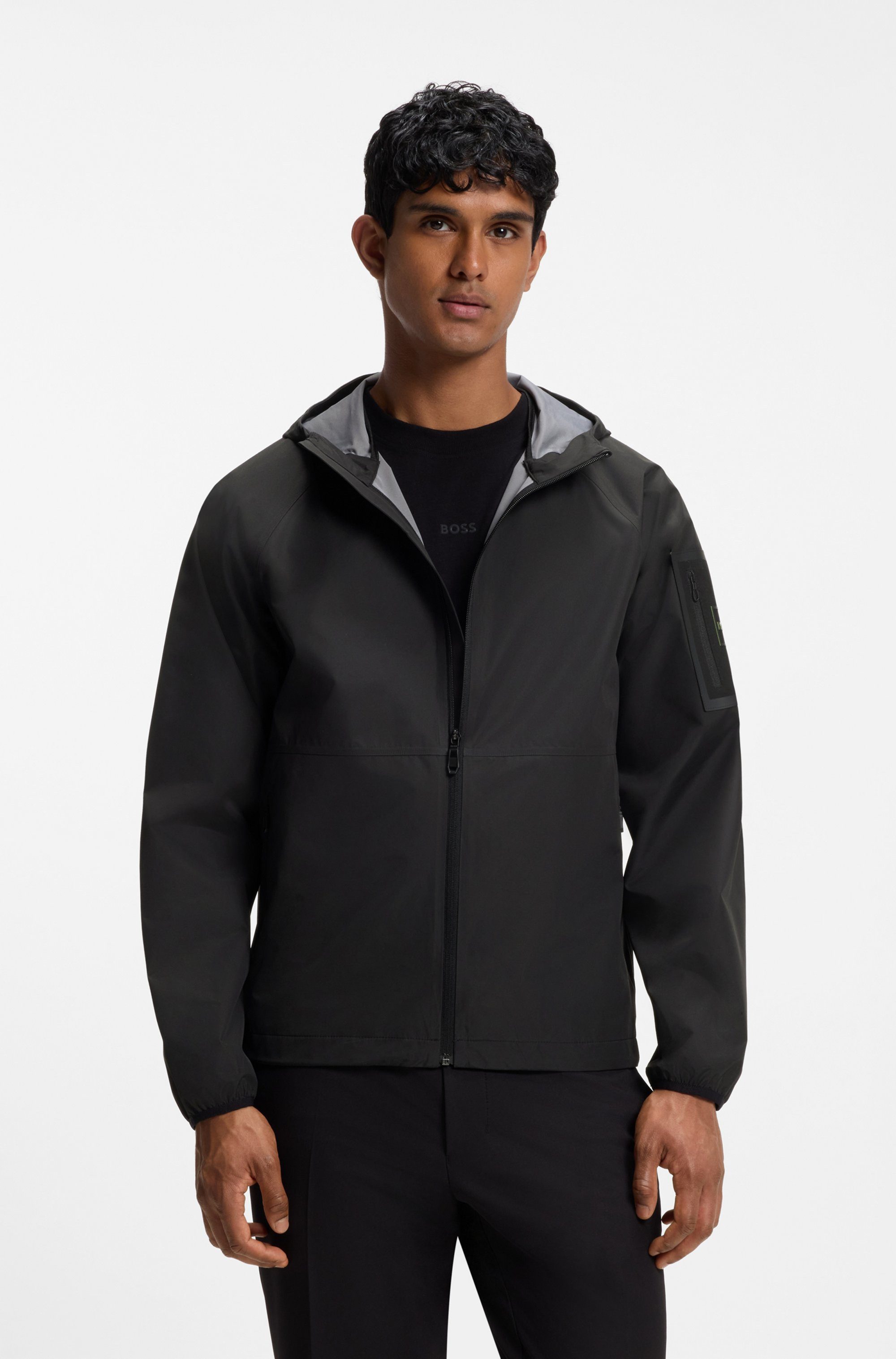 BOSS GREEN Regenjacke wasserabweisende Ausrüstung, Regular Fit, Ärmeltasche