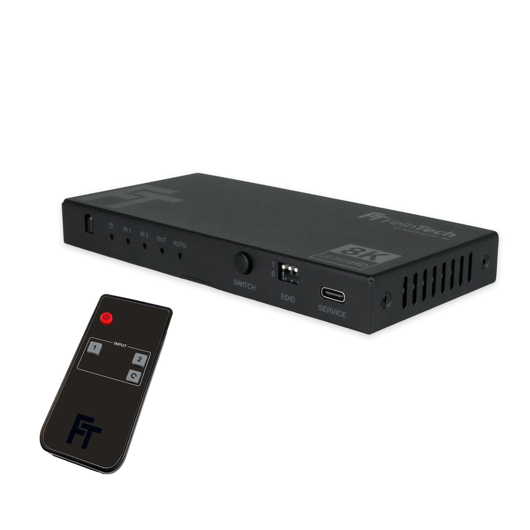 FeinTech SW212 HDMI 2.1 Switch 2 In 1 Out + Audio Extractor HDMI-Adapter zu Toslink, Aux, 8K & 4K 120Hz
