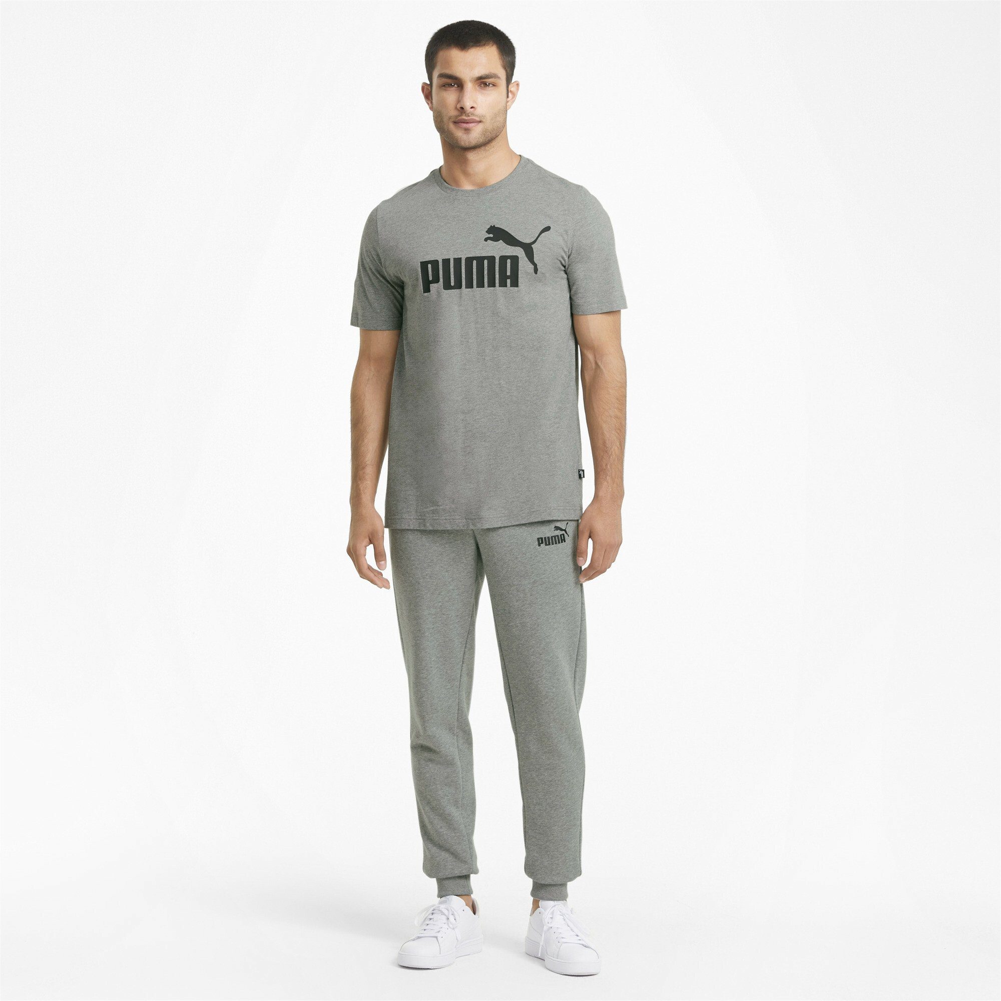 Slim PUMA Gray Herren Trainingshose Sporthose Essentials Heather Medium