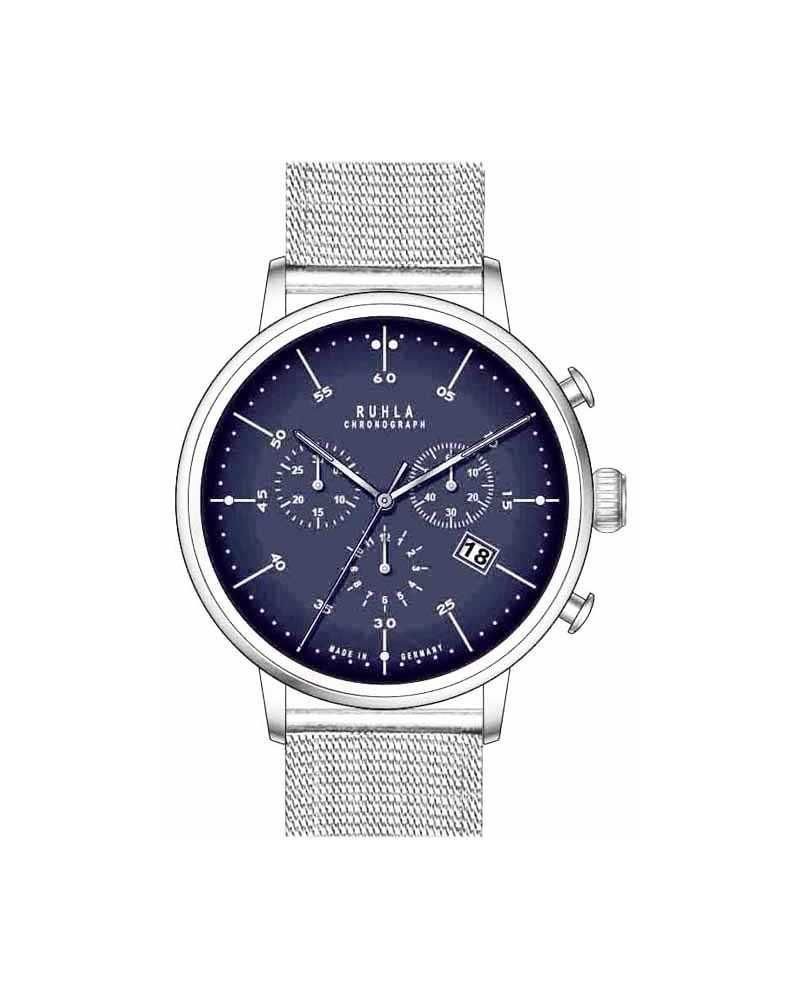 UMR Ruhla Chronograph Herrenuhr 91205M - Milanaiseband - 42 mm, Made in Germany