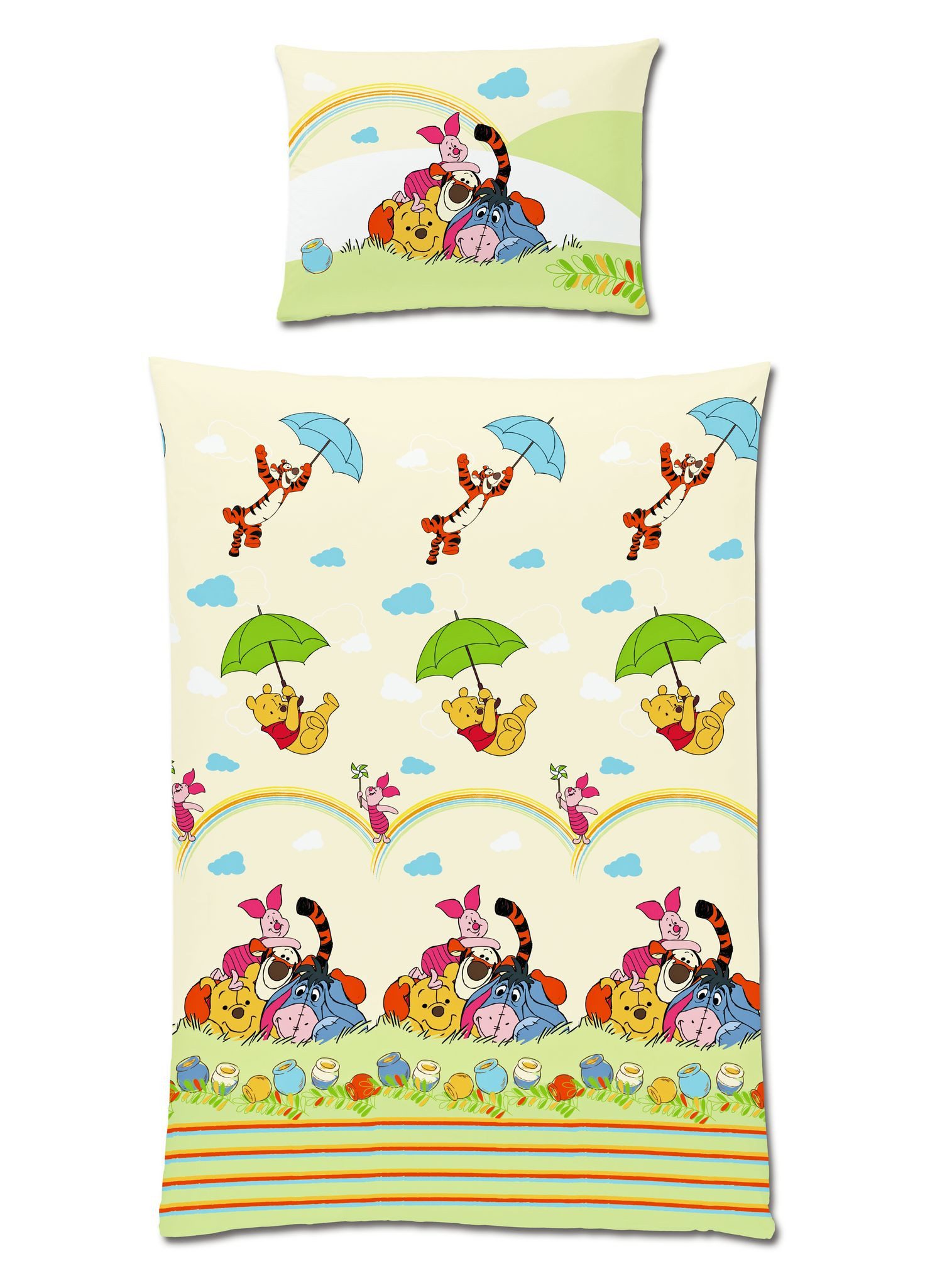 Disney Babybettwäsche Winnie Pooh & seine Freunde Disney 100x135cm, Renforcé, 2 teilig, Babybettwäsche mit süßem Disneydesign