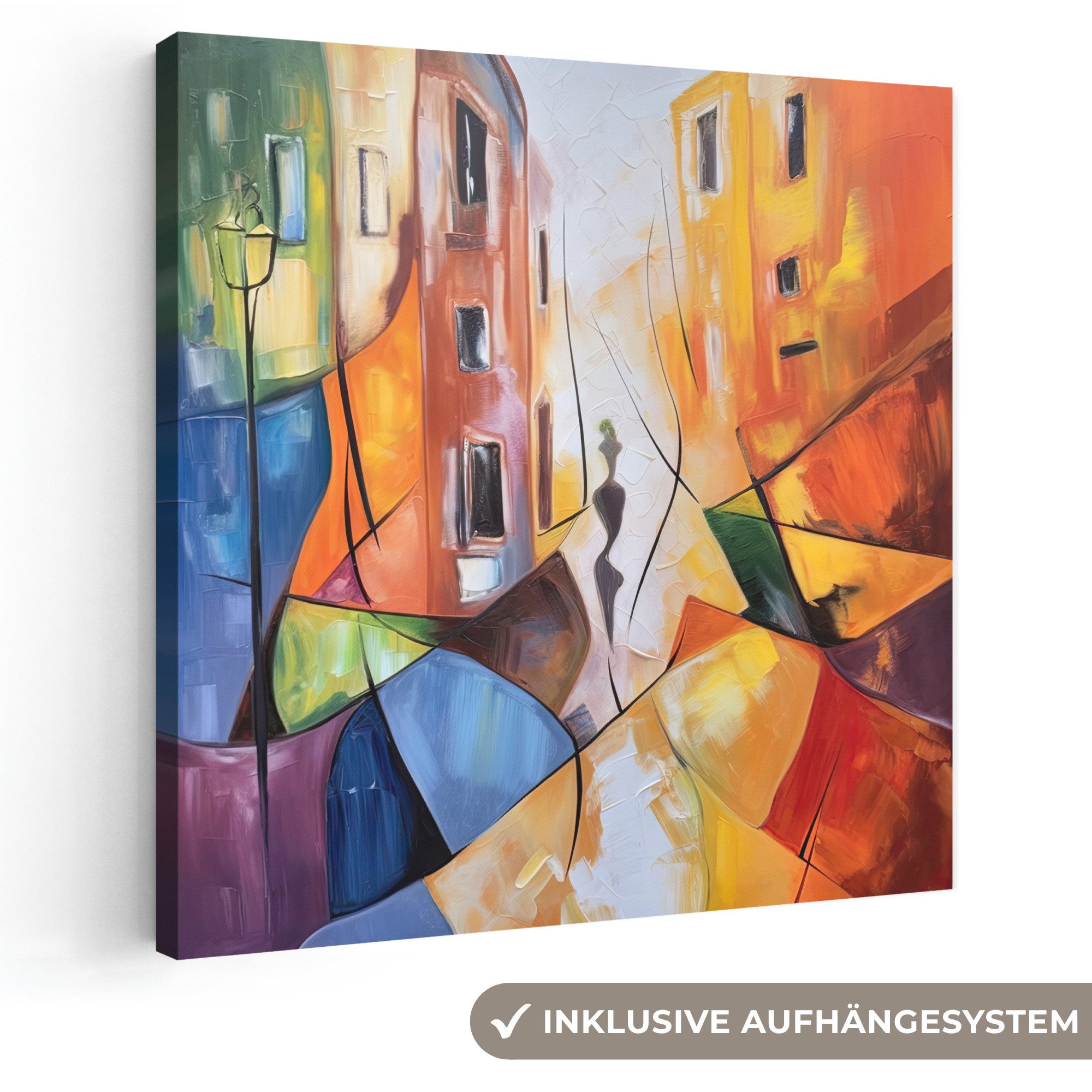 OneMillionCanvasses® Leinwandbild Abstrakt - Kunst - Malerei - Farben, Fotodruck (1 St), Wandbild, Deko Schlafzimmer Wohnzimmer Flur 20x20 cm